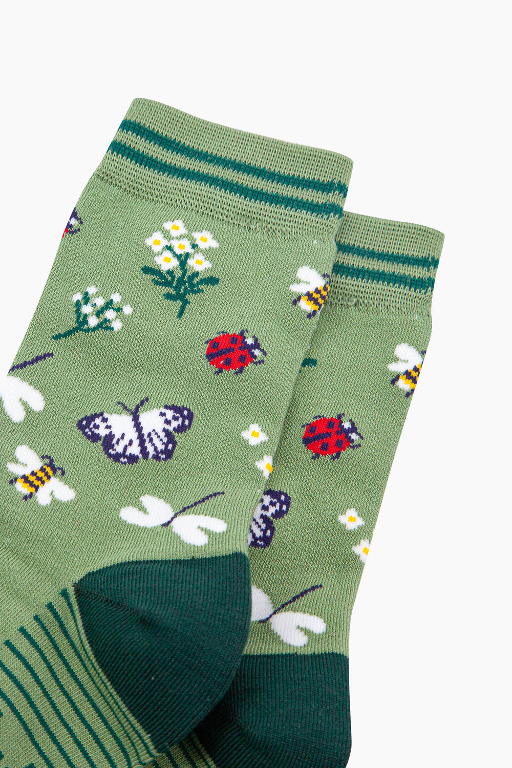 Garden-Ladybird-&-Butterfly-Bamboo-Socks-in-Green-Close-Up