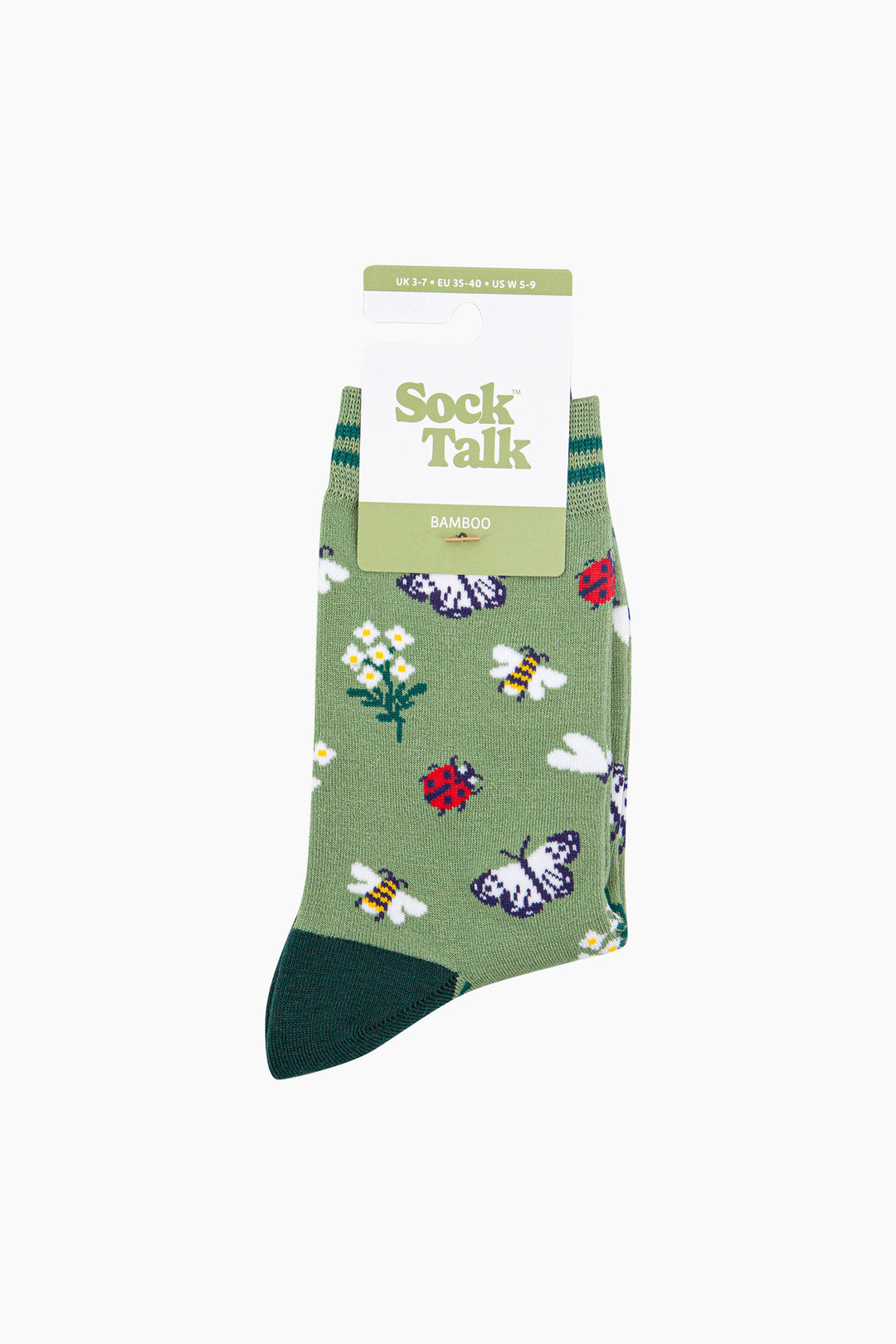 Garden-Ladybird-&-Butterfly-Bamboo-Socks-in-Green-In-Packaging