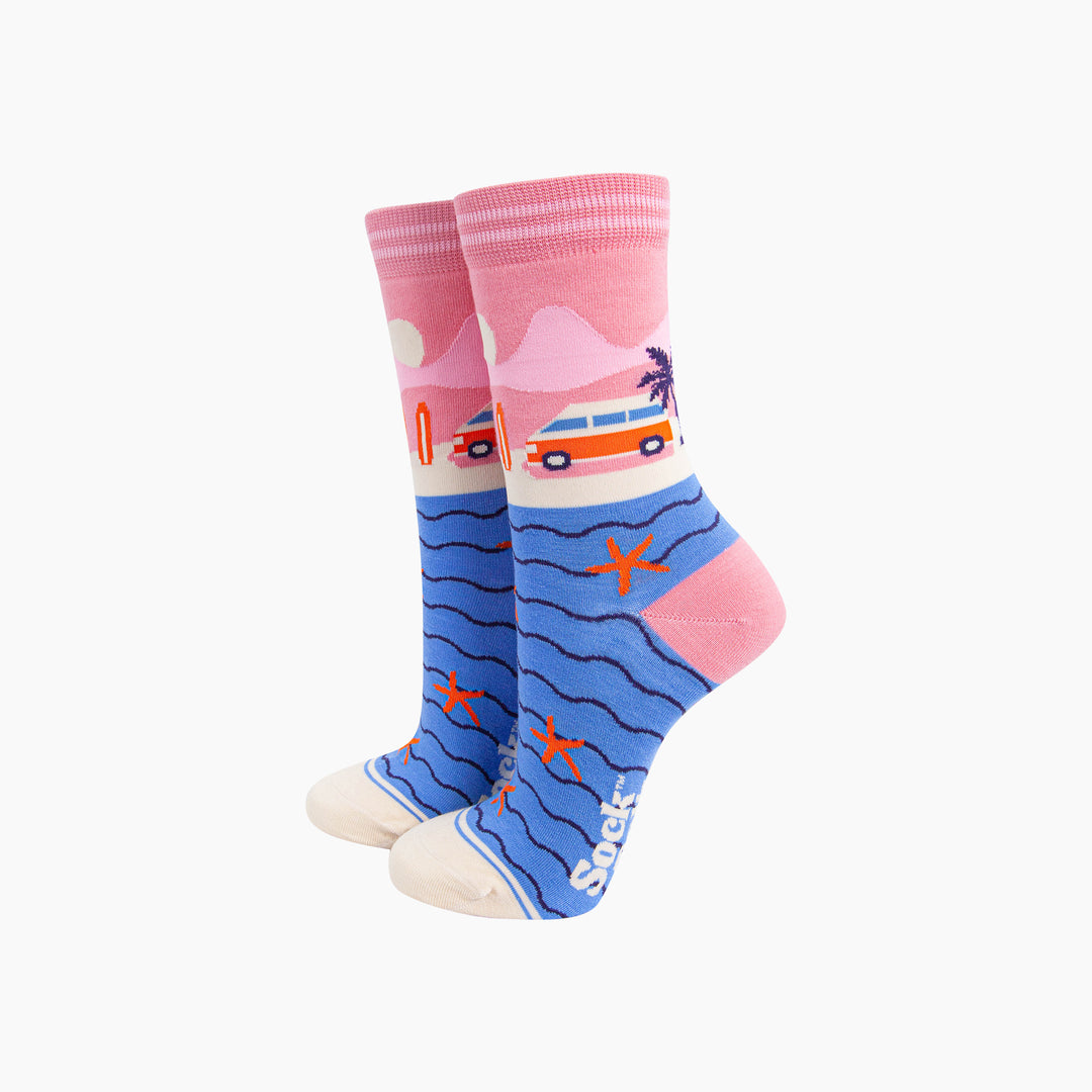 Beach-Campervan-Bamboo-Socks-in-Pink-Mannequin
