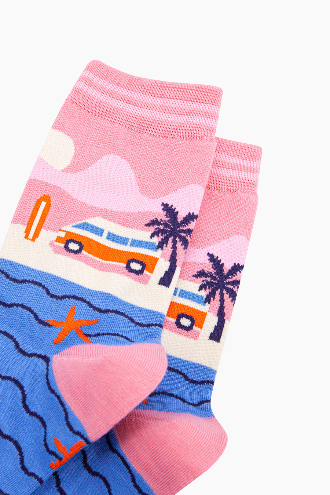 Beach-Campervan-Bamboo-Socks-in-Pink-Closeup