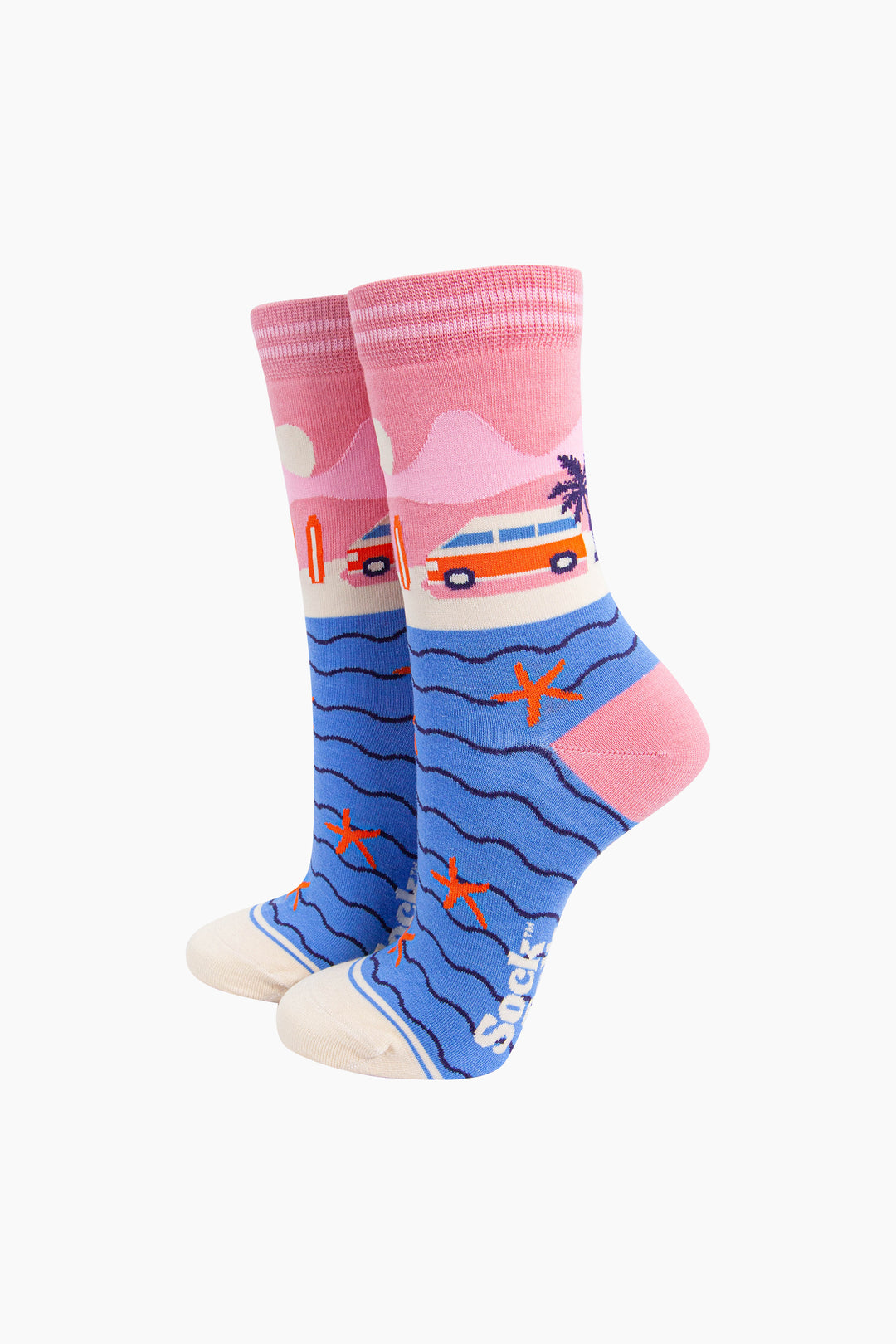 Beach-Campervan-Bamboo-Socks-in-Pink-Mannequin