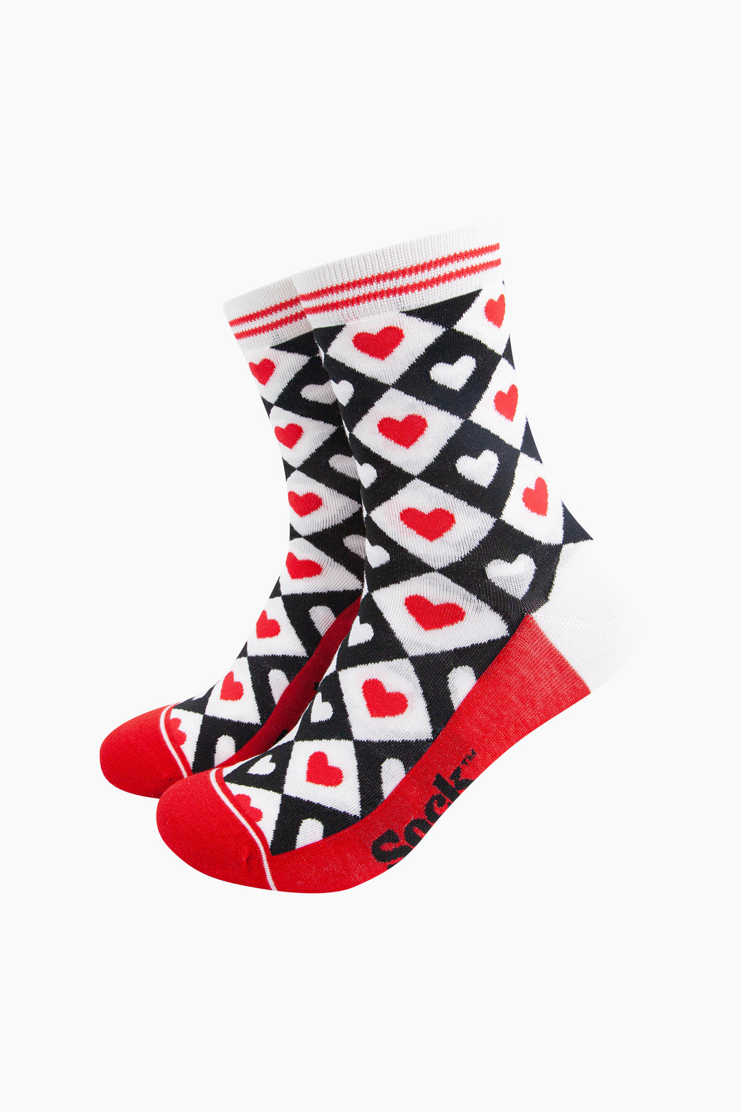 Love-Heart-Diamonds-Bamboo-Socks-in-Red-Mannequin