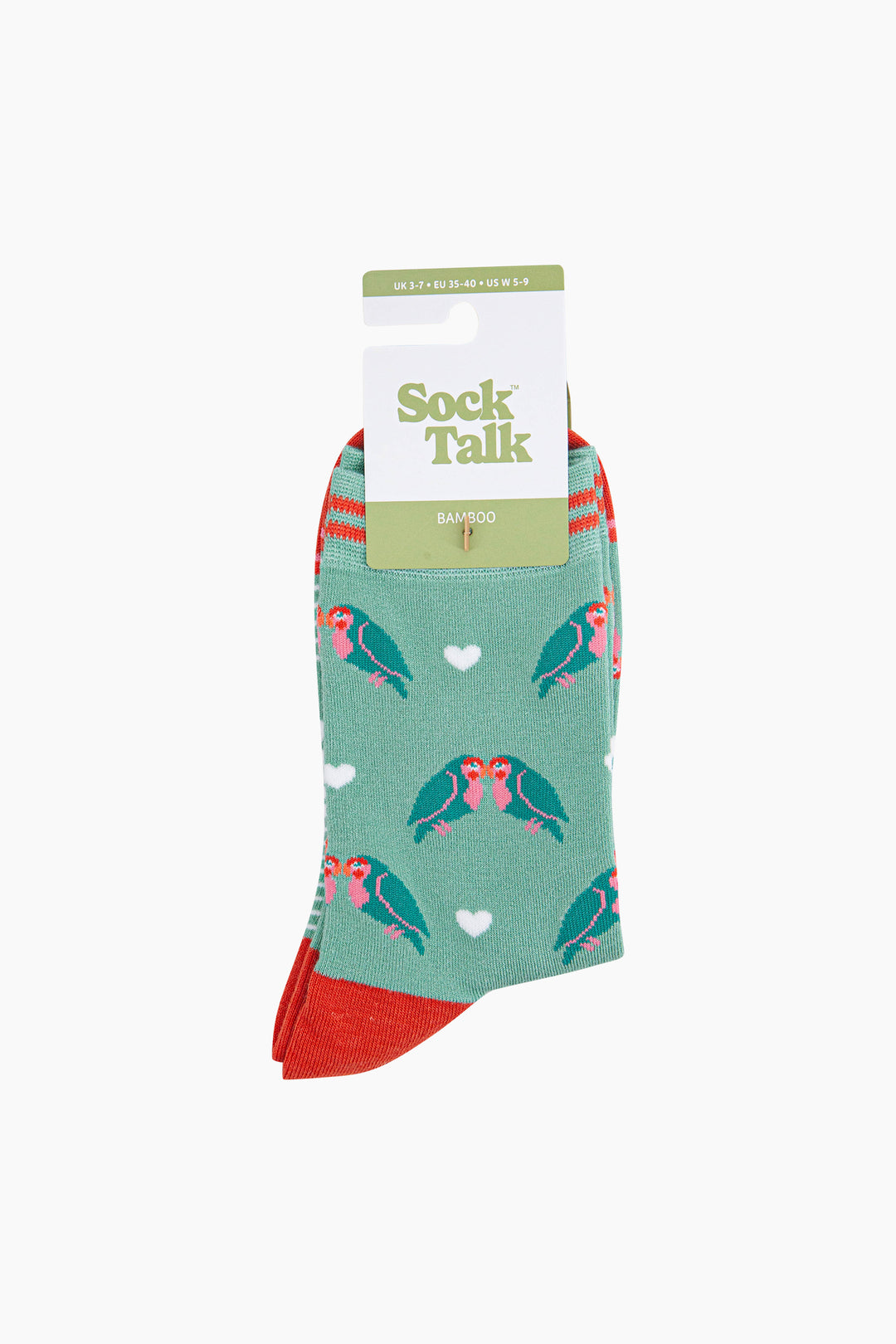 Kissing Lovebirds Bamboo Socks in Green