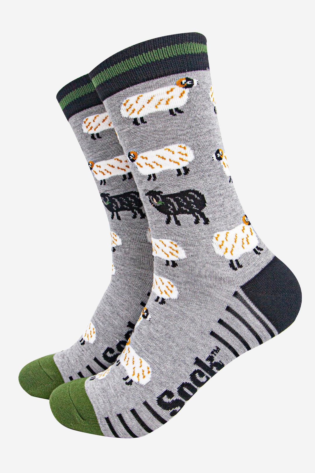 mens-bamboo-socks-grey-marl-green-black-sheep-farming