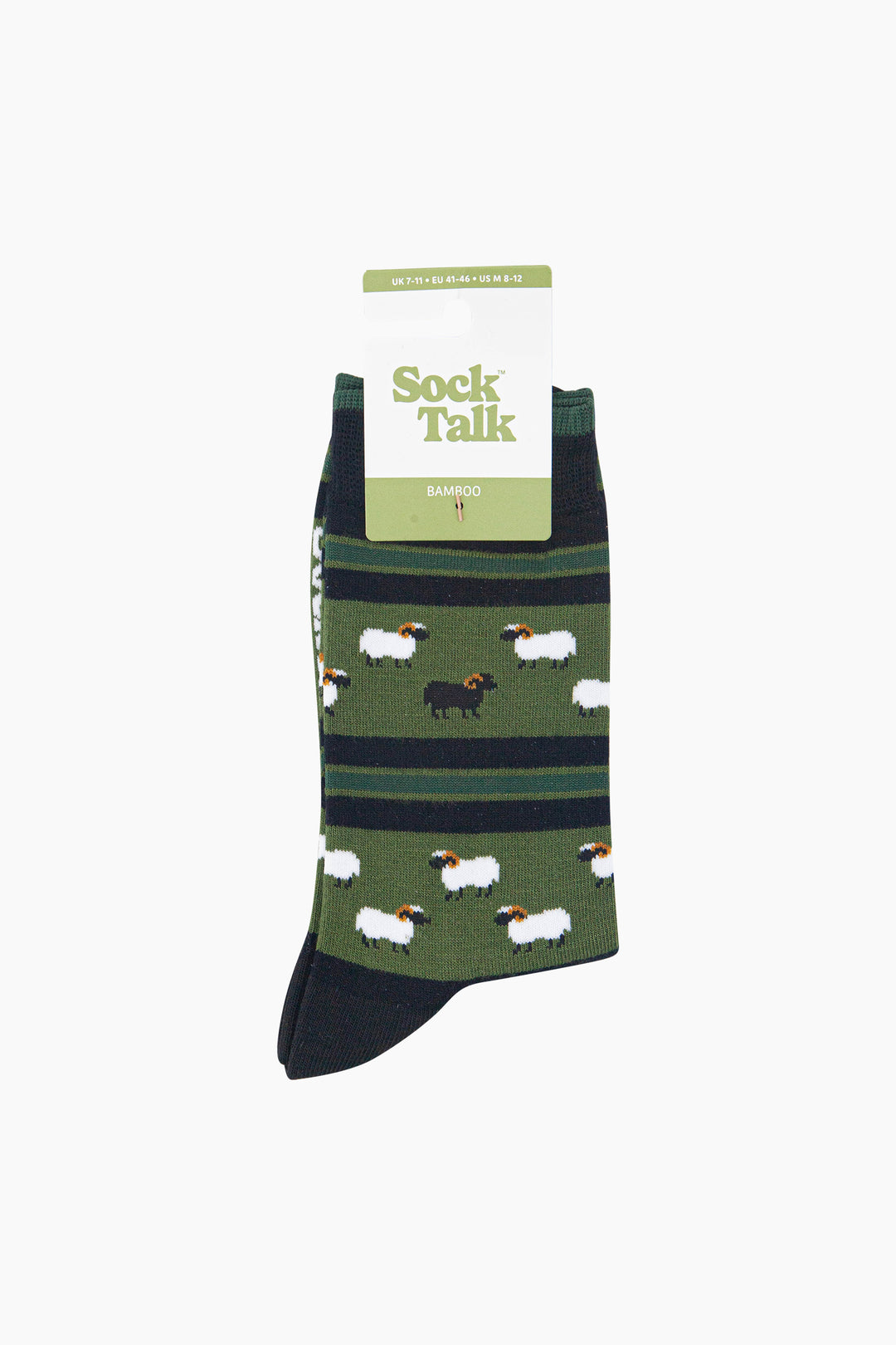 Black-Sheep-Men's-Bamboo-Socks-in-Black/Green-In-Packaging