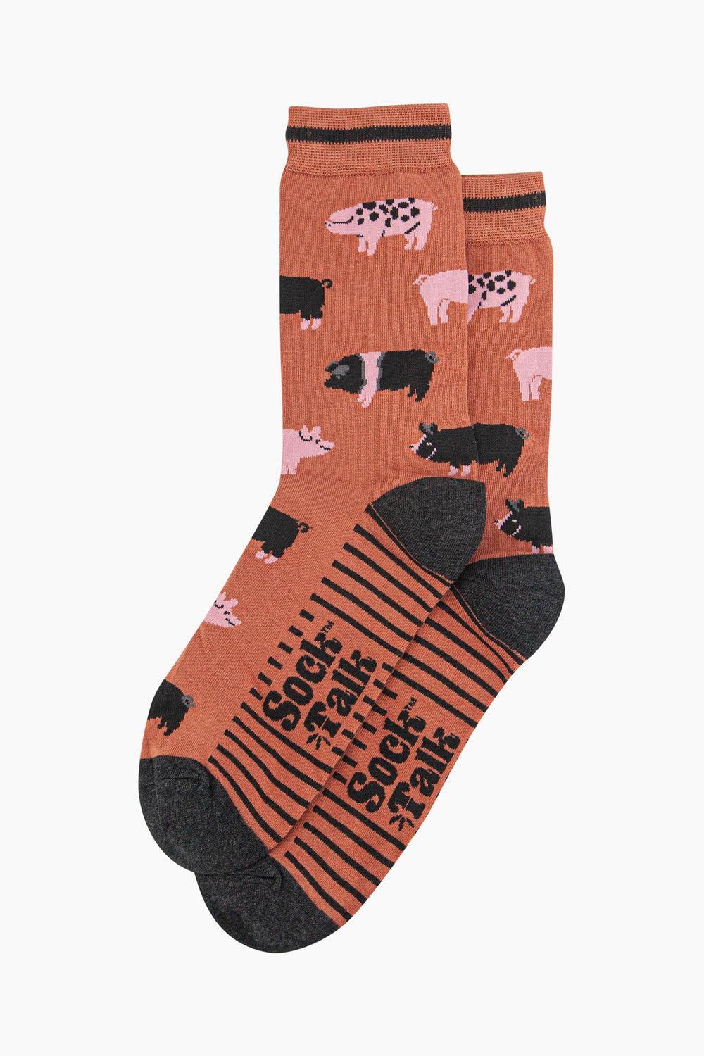 mens-bamboo-socks-rust-pigs-laying-flat-sow-pigs-spotted-striped