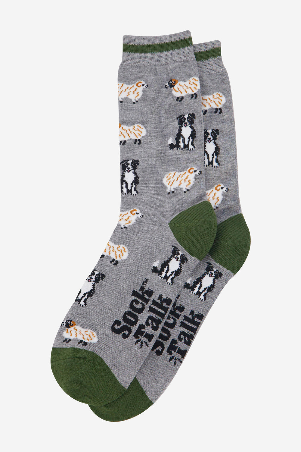 mens-bamboo-socks-grey-marl-green-sheep-and-sheepdog-laying-flat