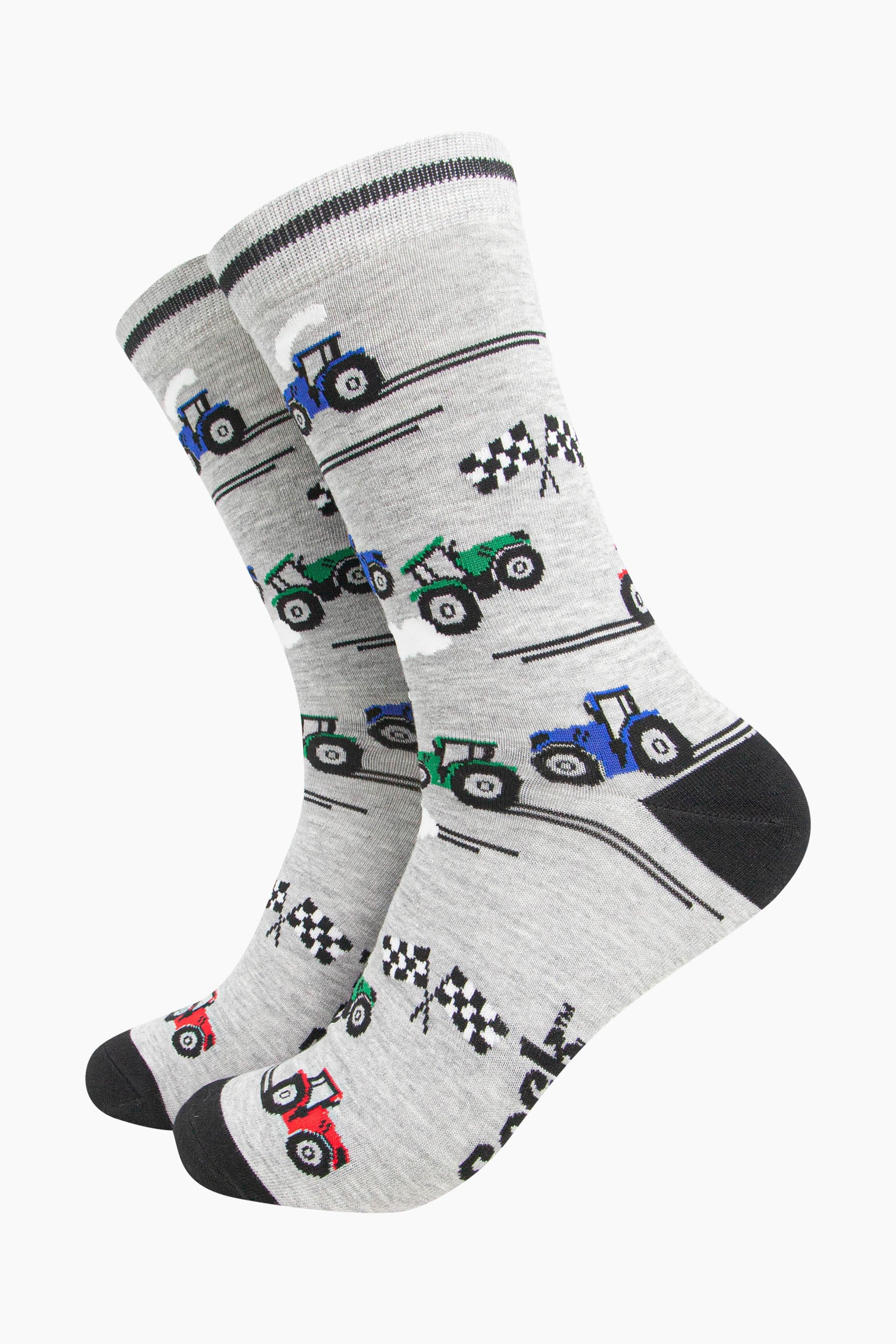 Sock Talk Racing Tractors Bamboo Socks Mens Farming Novelty Midcalf ...