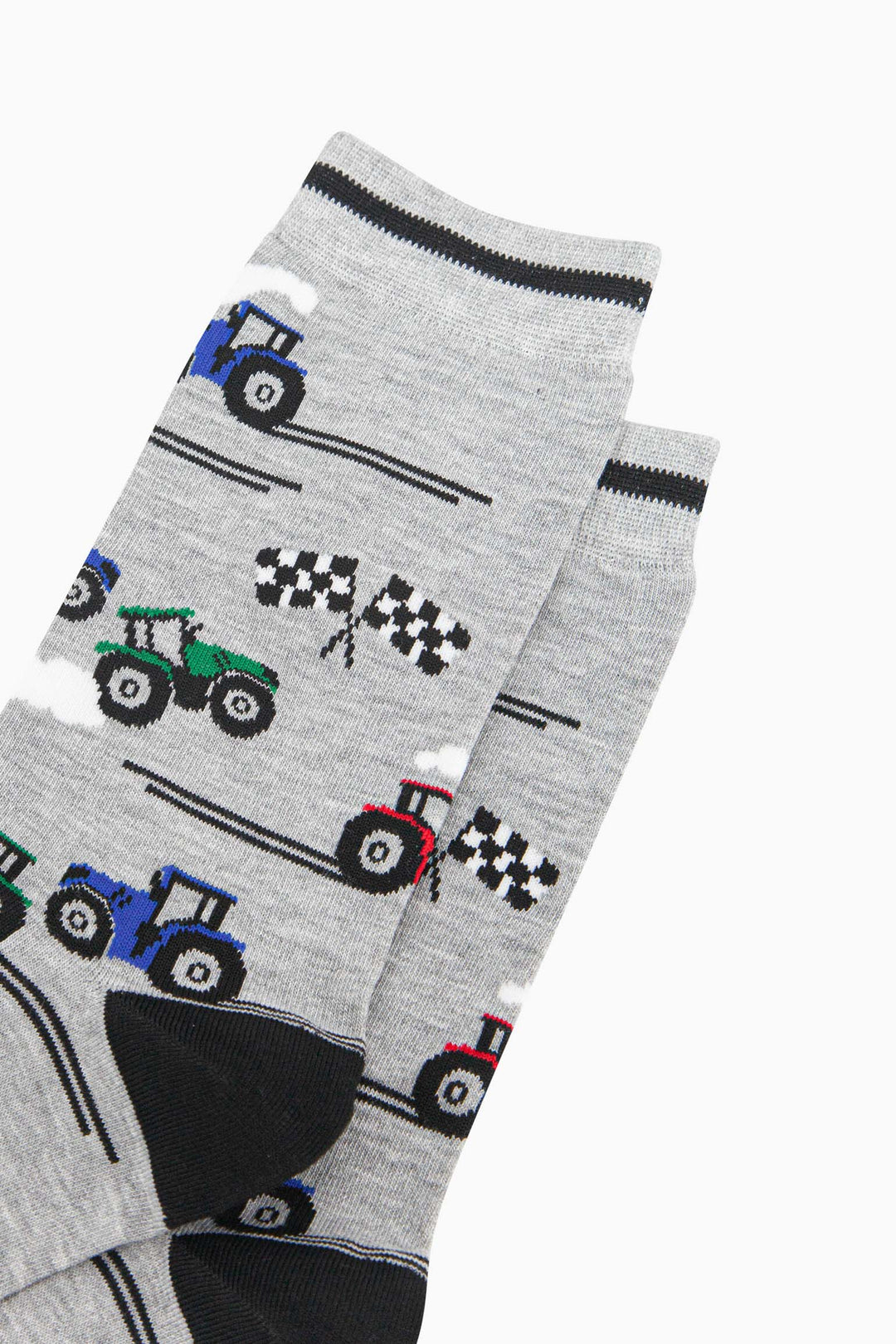 mens-bamboo-socks-grey-tractor-racing-close-up-green-blue-red-racing-farm-vehicles