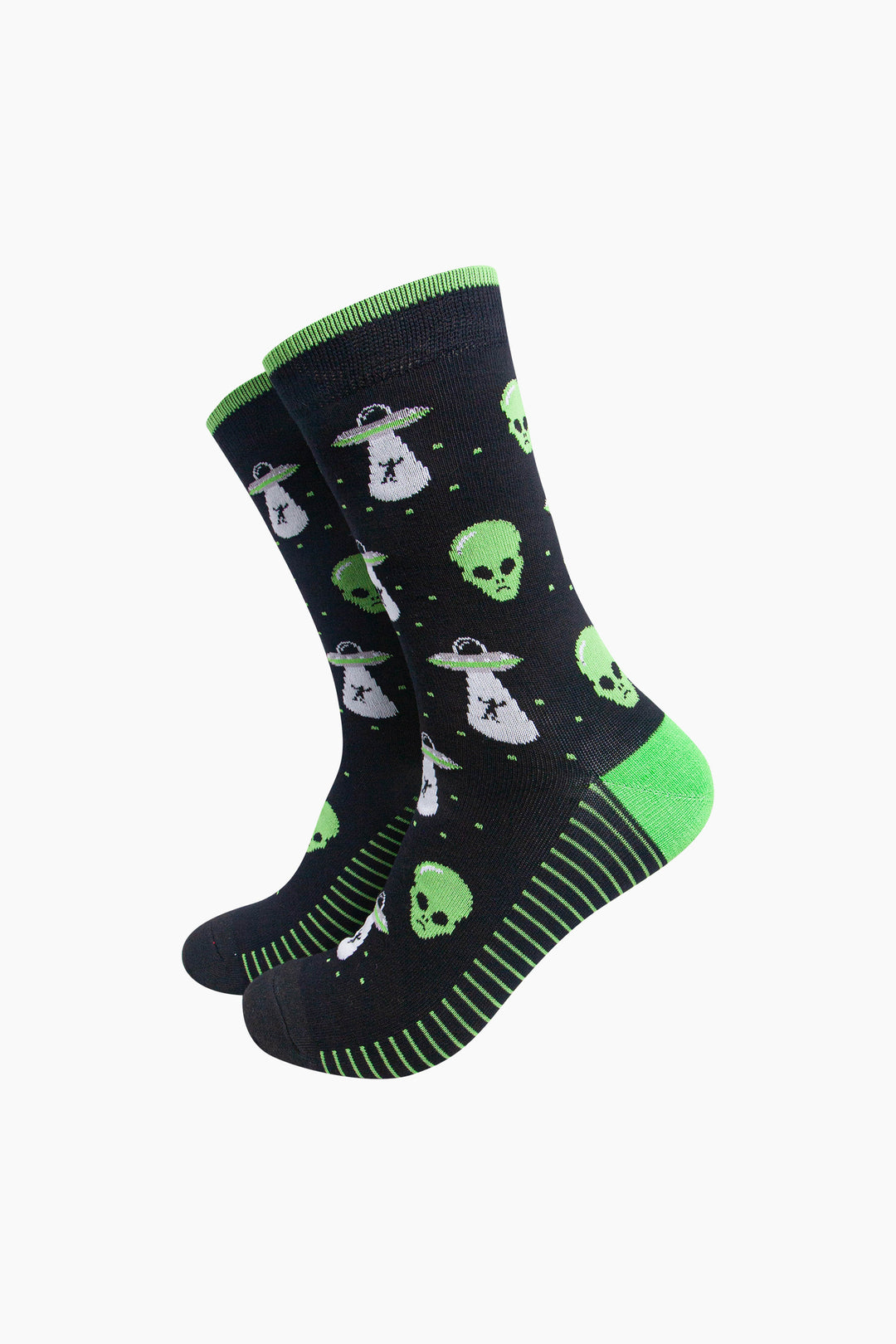Alien-&-UFO-Men's-Bamboo-Socks-in-Black-On-Mannequin