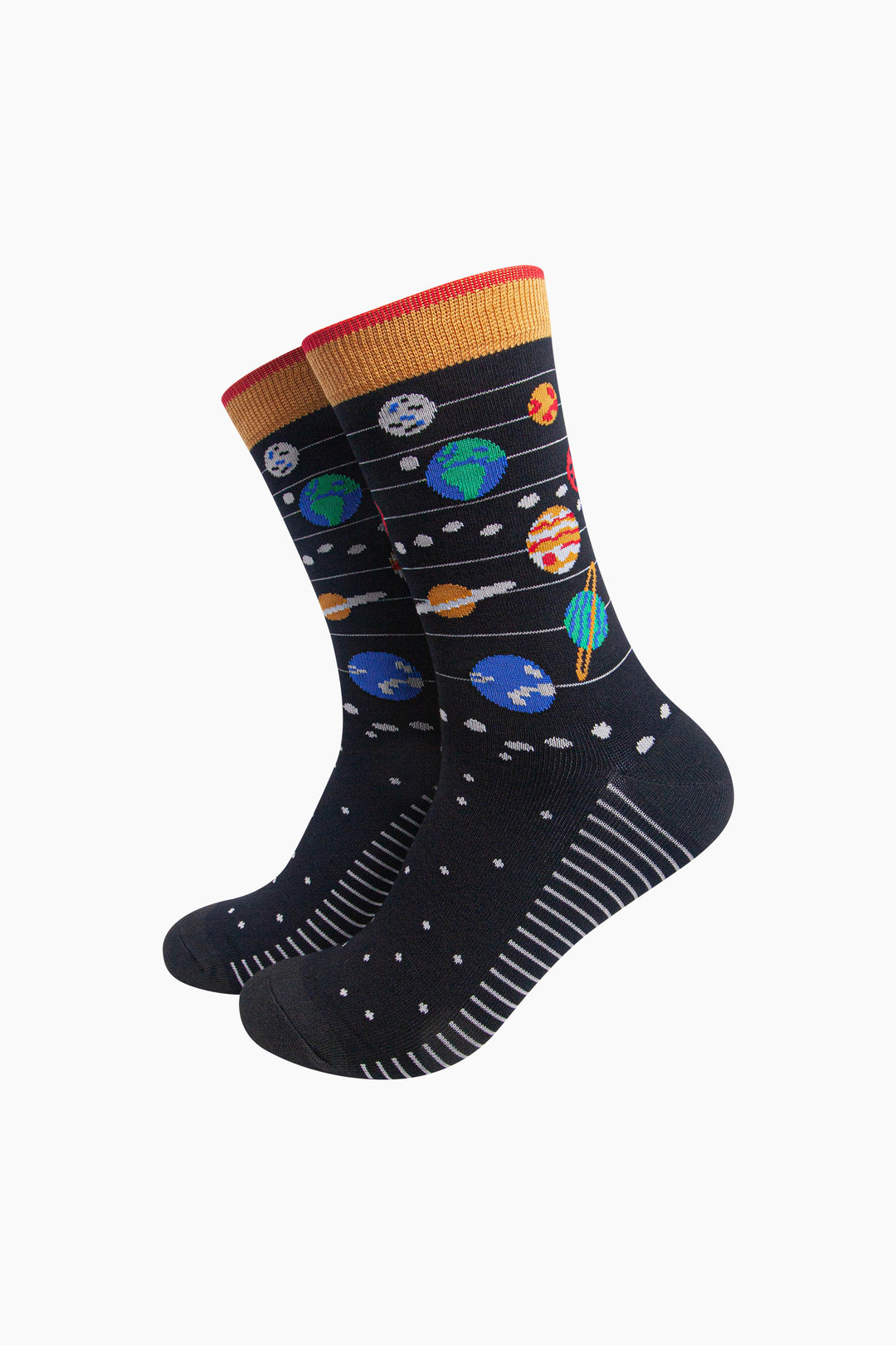 Solar-System-Men's-Bamboo-Socks-in-Black-On-Mannequin
