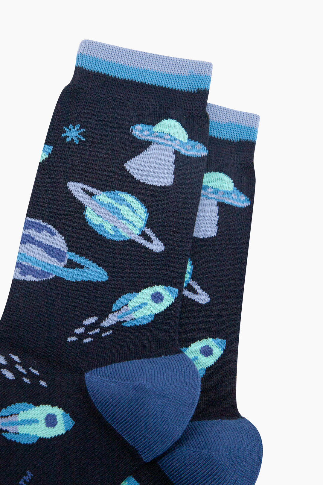 Space-Invasion-Bamboo-Socks-in-Navy-Blue-Closeup