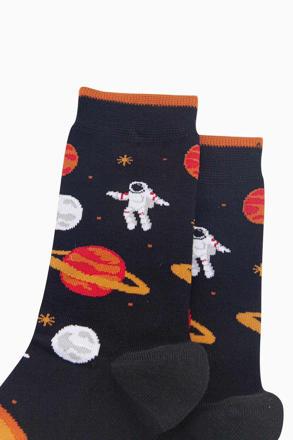 Astronaut-Men's-Bamboo-Socks-in-Black-Close-Up