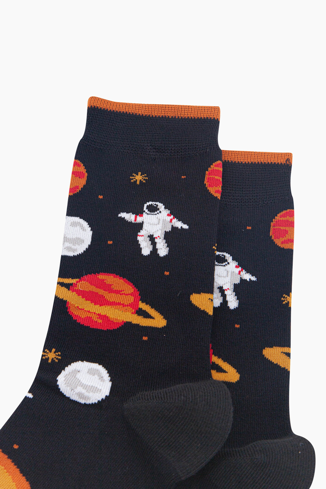 Astronaut-Men's-Bamboo-Socks-in-Black-Close-Up