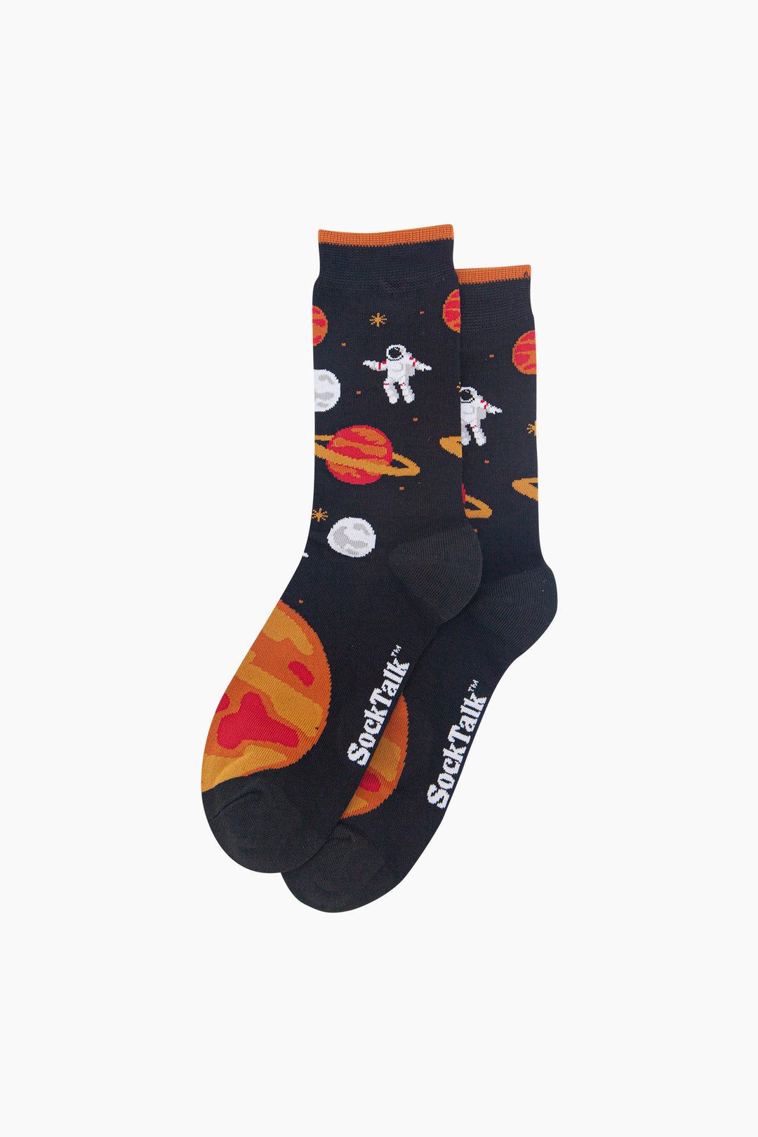 Astronaut-Men's-Bamboo-Socks-in-Black-Laid-Flat