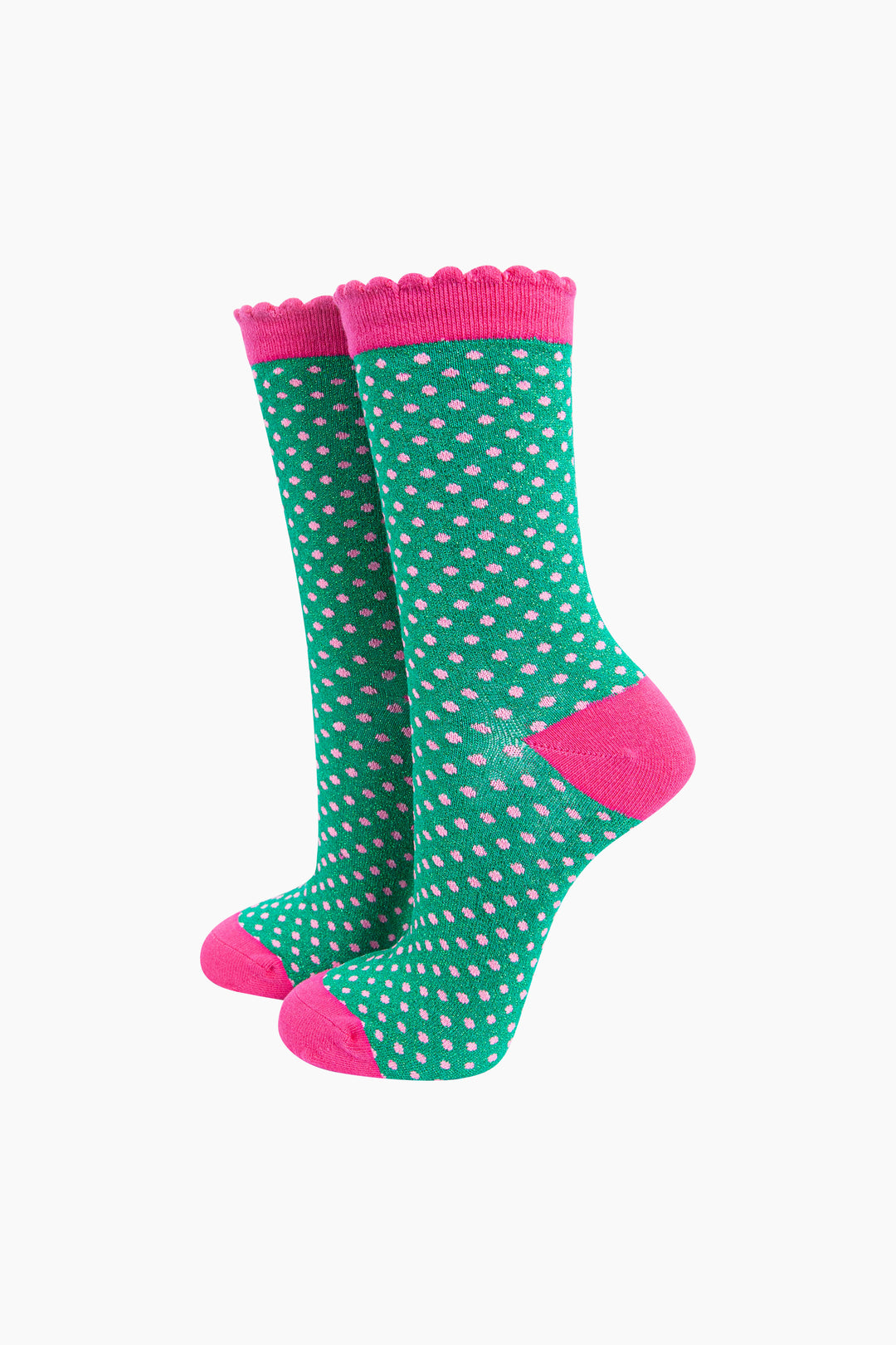 Polka-Dots-Combed-Cotton-Glitter-Socks-in-Green-mannequin