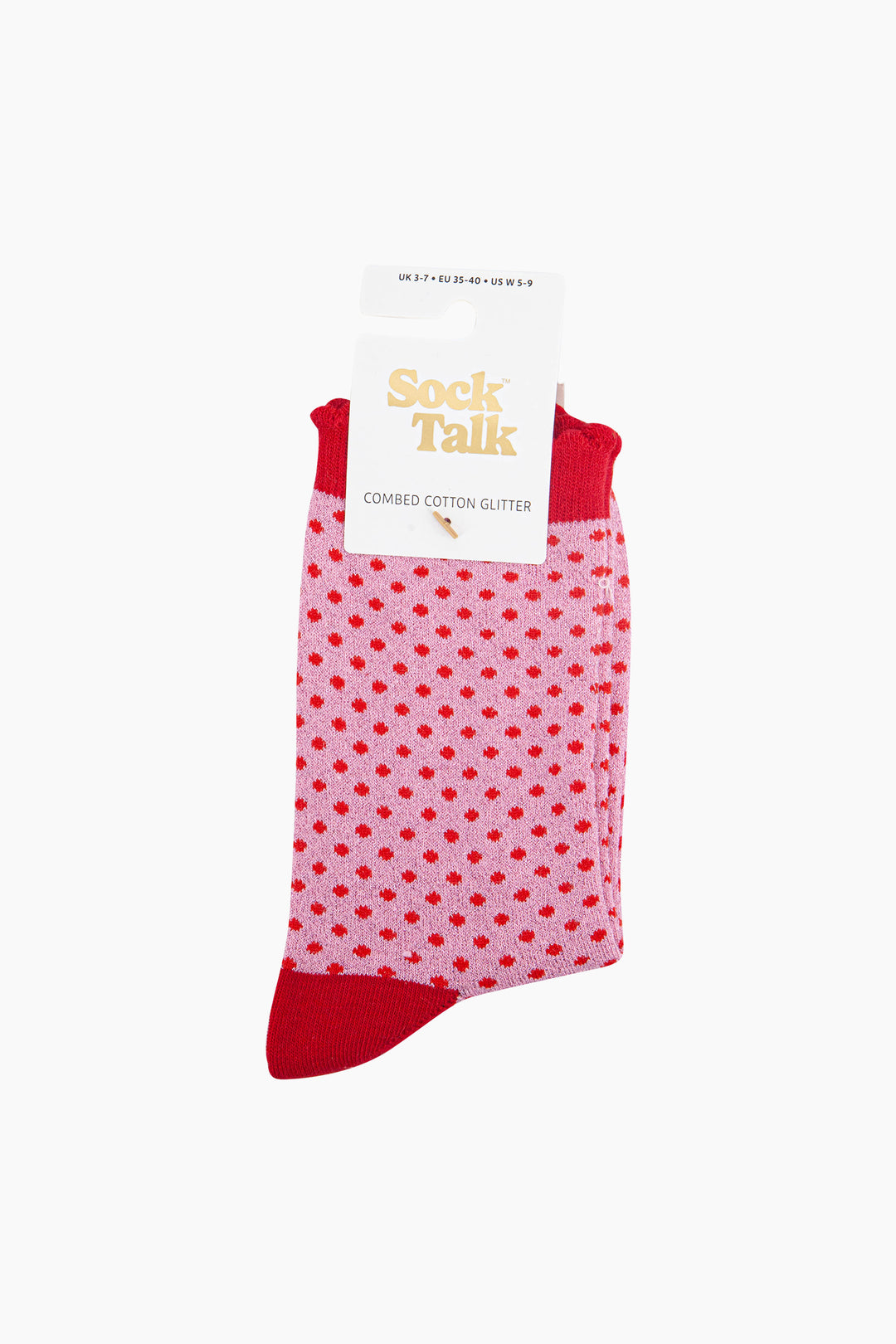 Polka Dots Combed Cotton Glitter Socks in Light Pink
