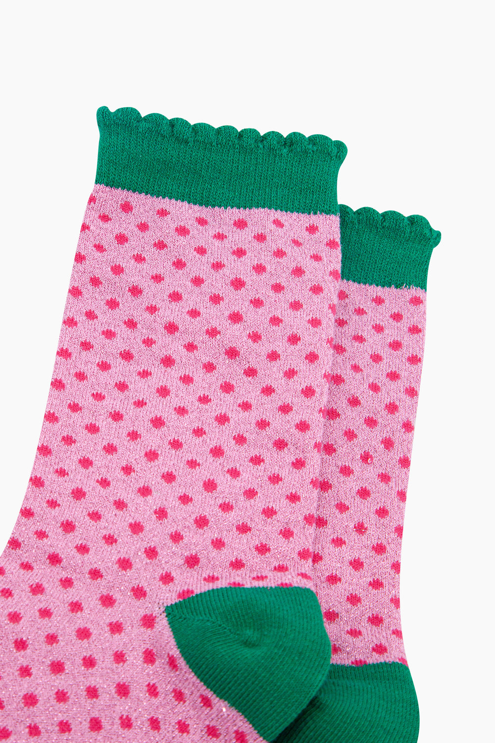 Polka-Dots-Combed-Cotton-Glitter-Socks-in-Pink-close-up