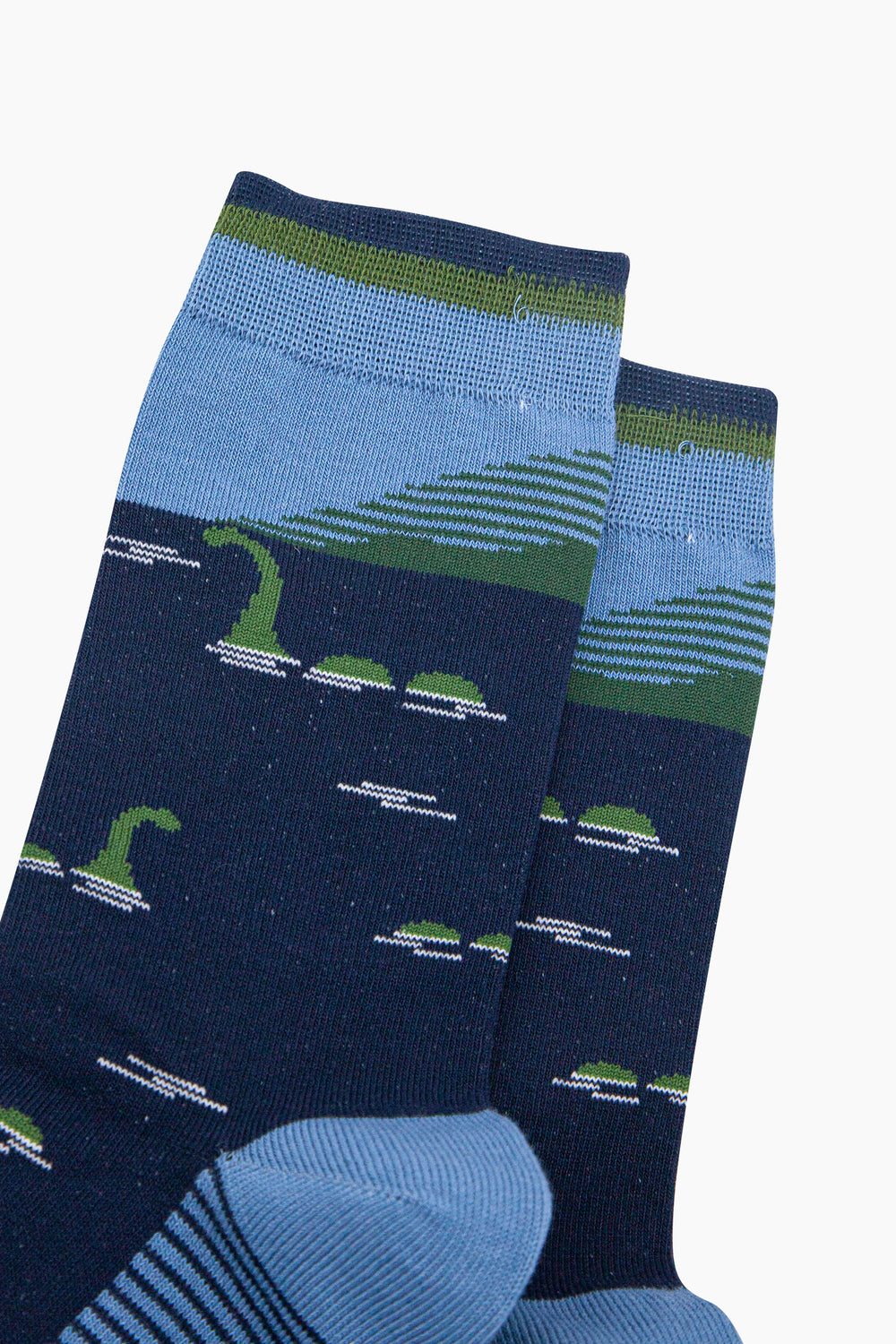 Loch-Ness-Monster-Bamboo-Socks-in-Navy-Blue-Closeup
