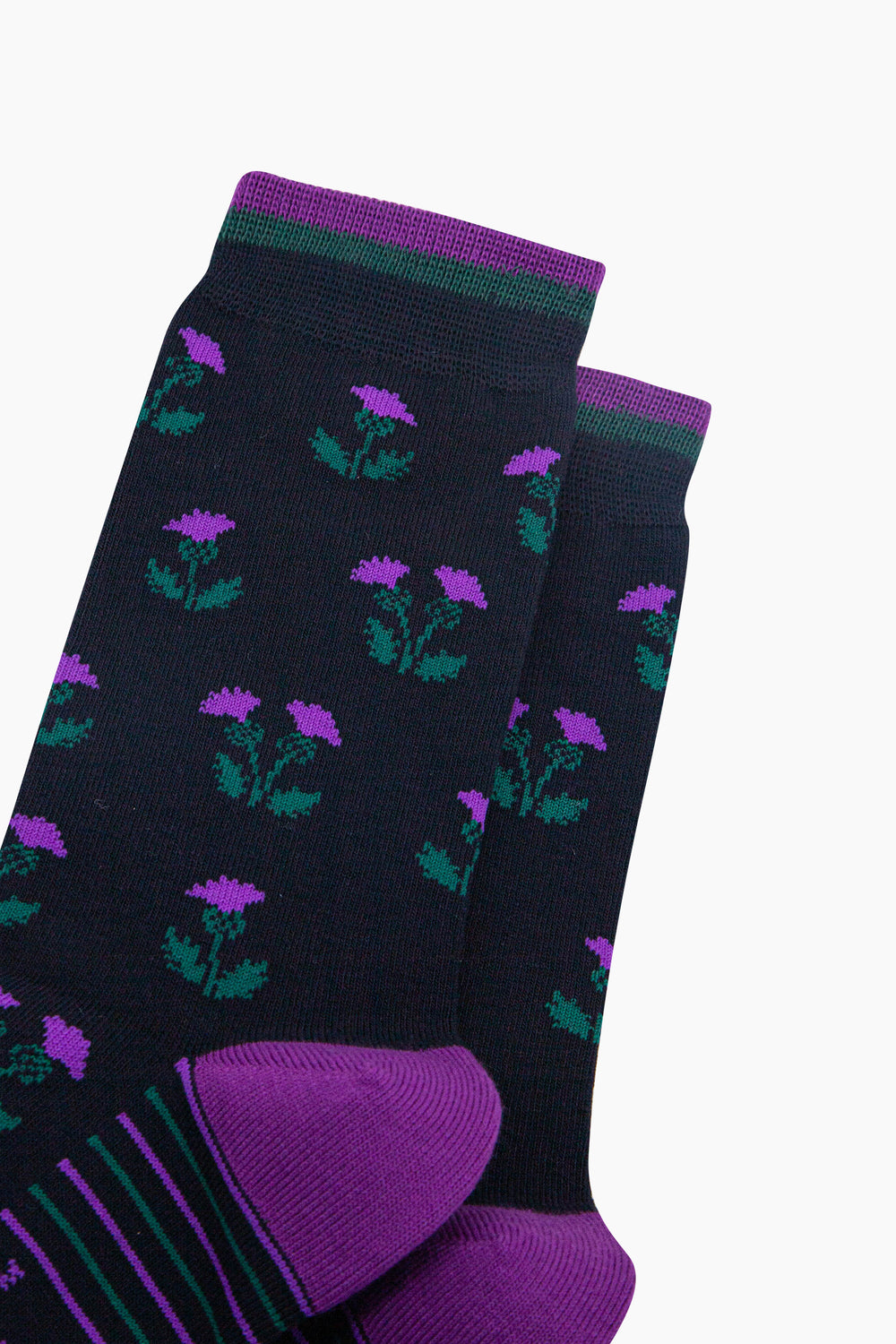Scottish-Thistles-Bamboo-Socks-in-Navy-Blue-Closeup