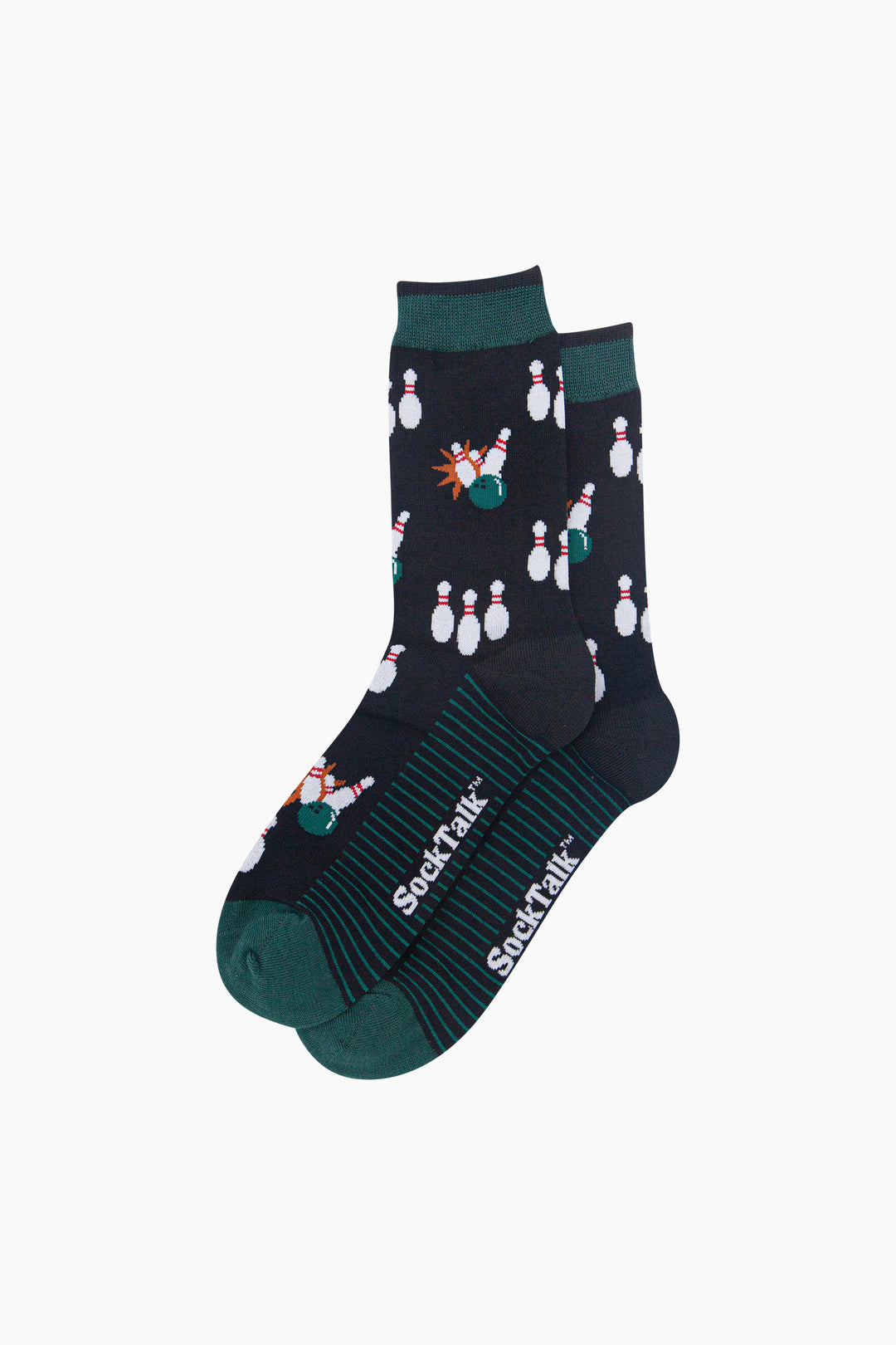 Ten-Pin-Bowling-Men's-Bamboo-Socks-in-Black-Laid-Flat