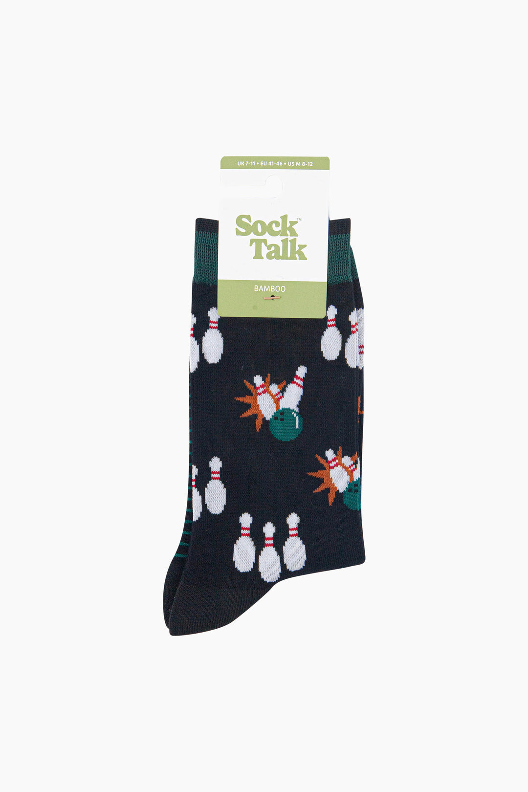 Ten-Pin-Bowling-Men's-Bamboo-Socks-in-Black-In-Packaging
