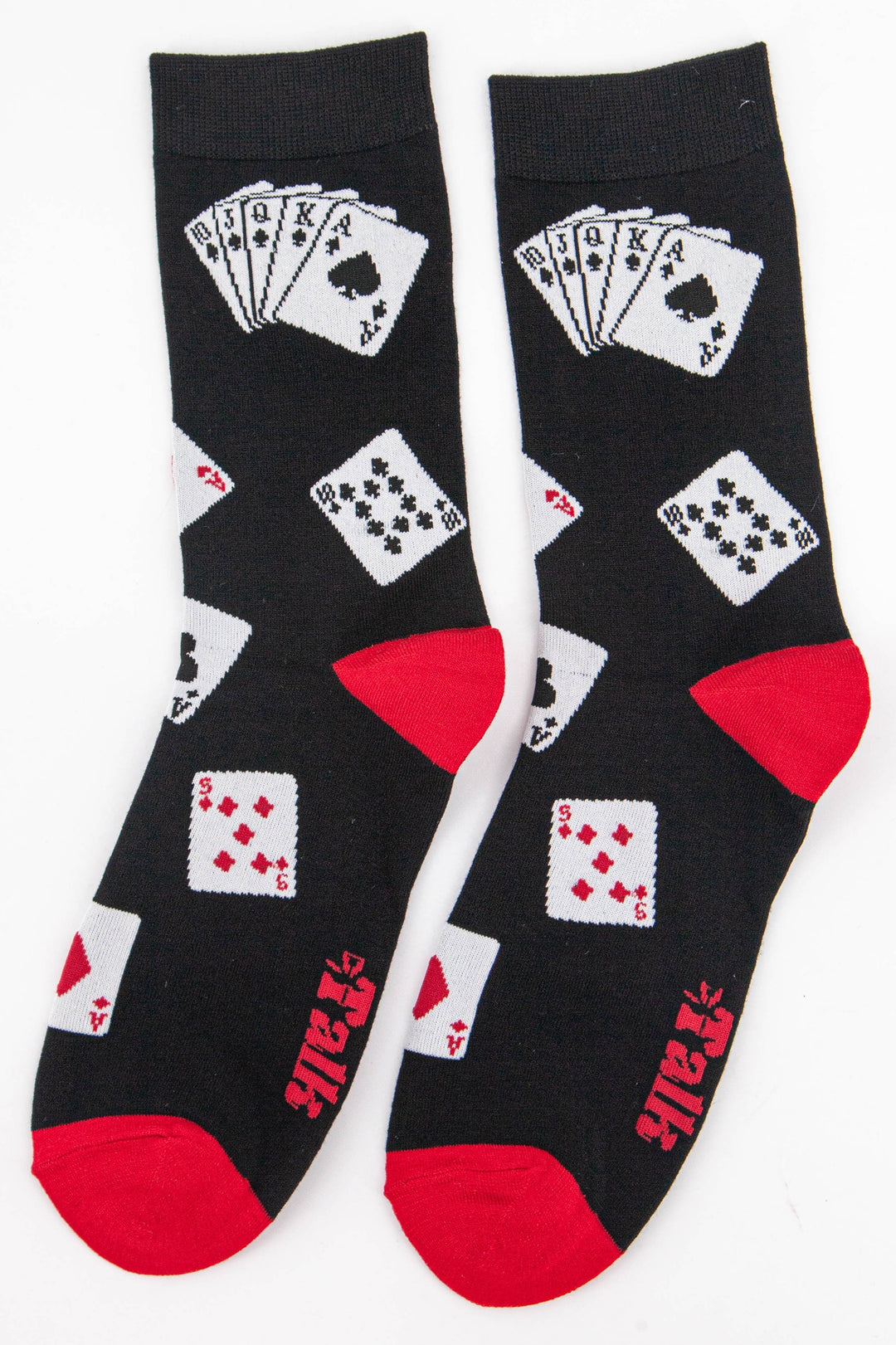 Men's Bamboo Crew Socks Christmas Cracker Gift Box - Black/Red, Poker Cards