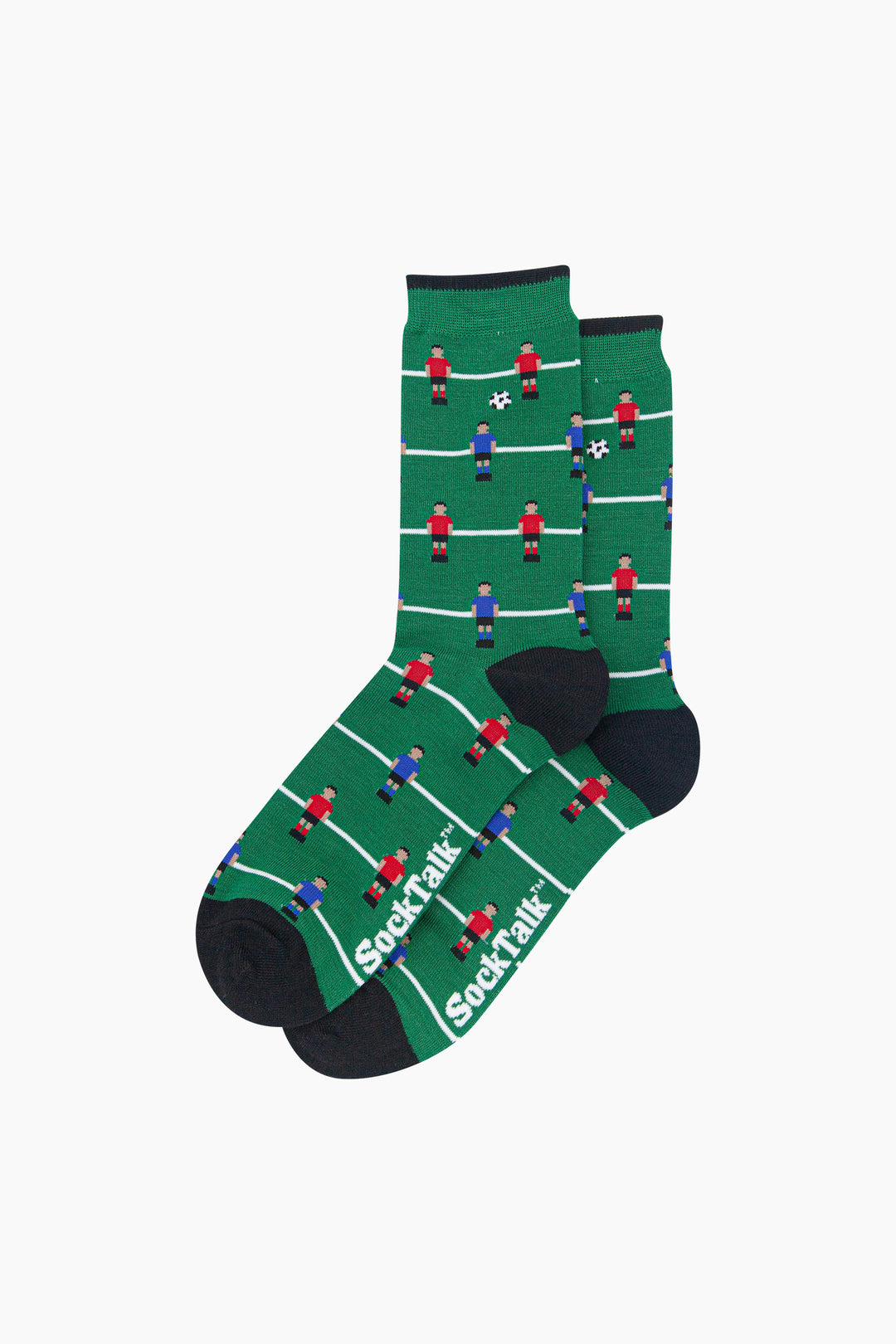 Table-Football-Men's-Bamboo-Socks-in-Green-Laid-Flat