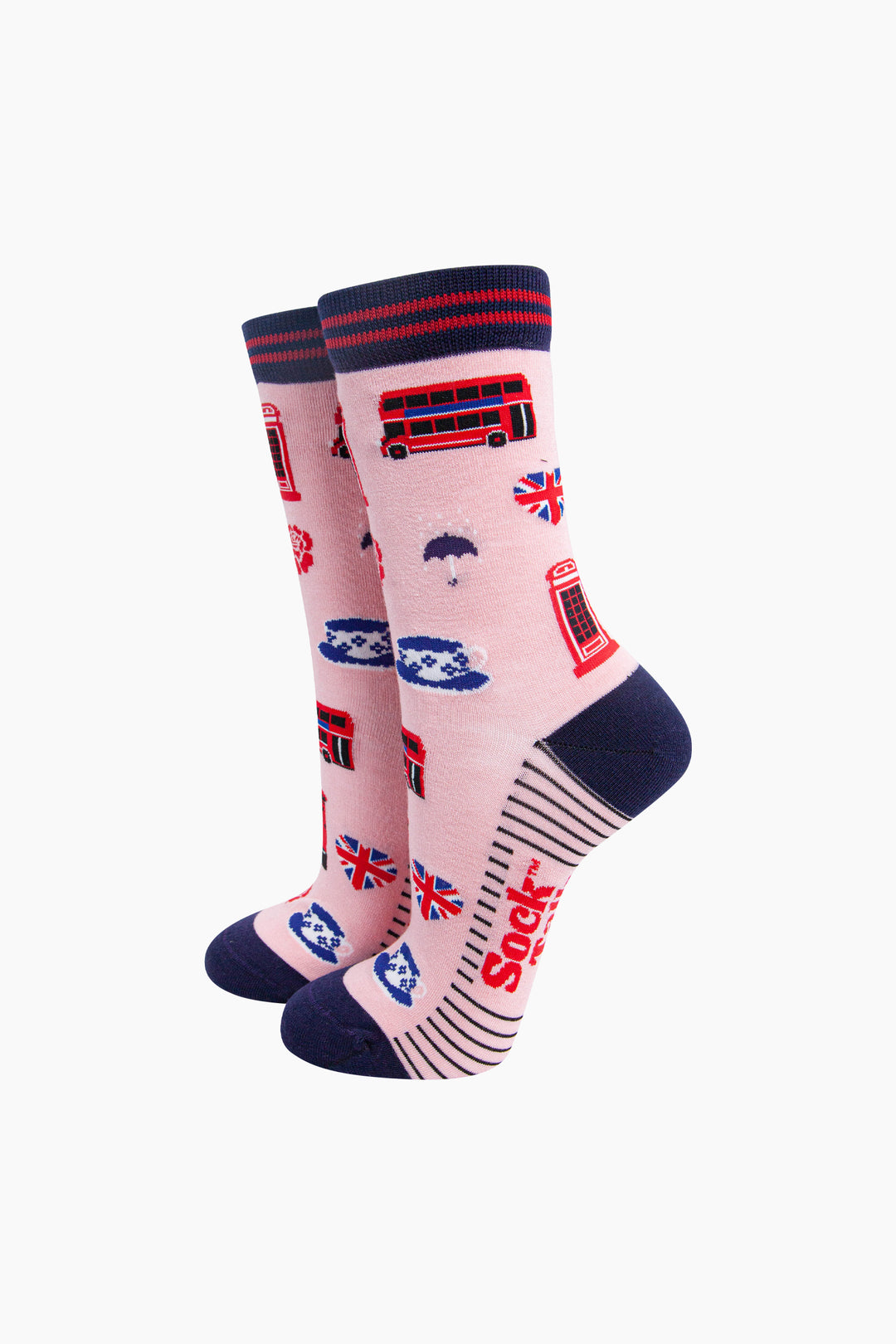 London-Landmarks-Bamboo-Socks-in-Pink-Mannequin