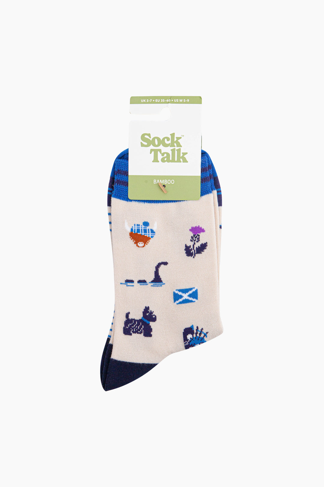 Scotland-Landmarks-Bamboo-Socks-in-Cream-In-Packaging