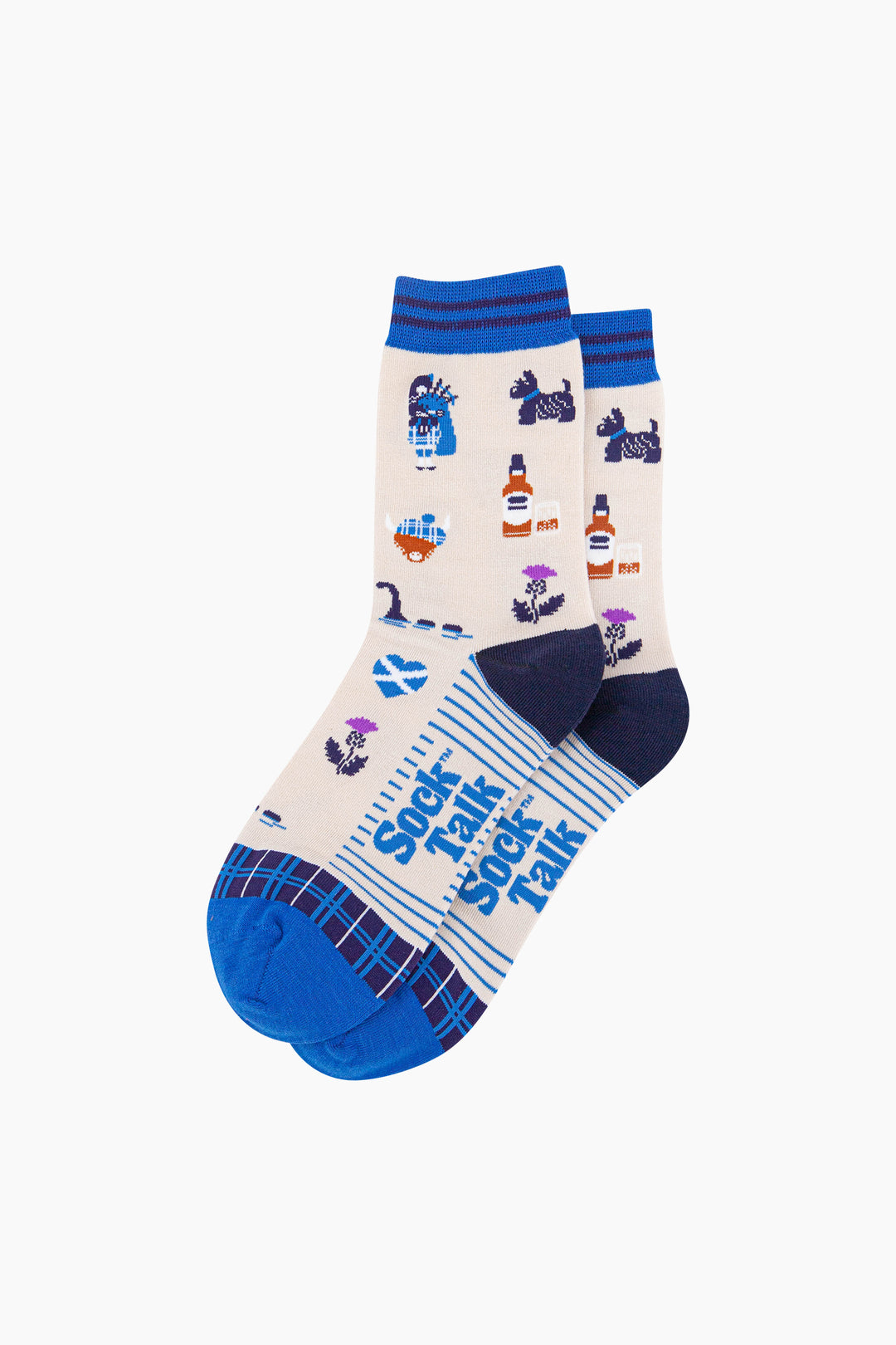 Scotland-Landmarks-Bamboo-Socks-in-Cream-In-Lying-Flat
