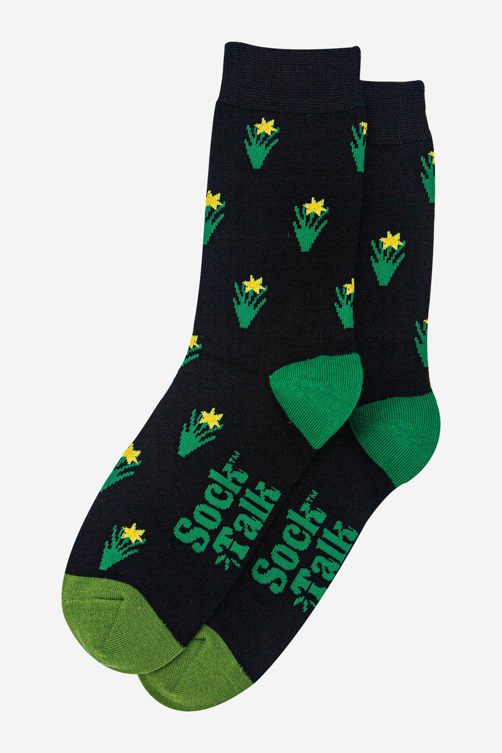 mens-bamboo-socks-black-daffodil-laying-flat