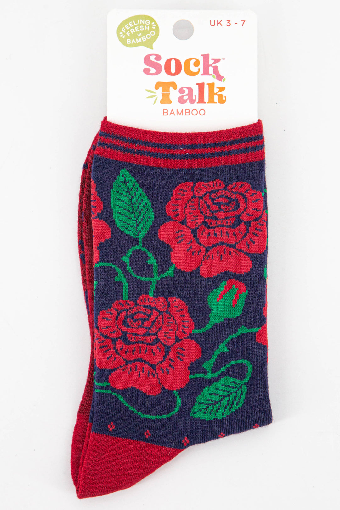 womens red rose bamboo ankle socks uk size 3-7