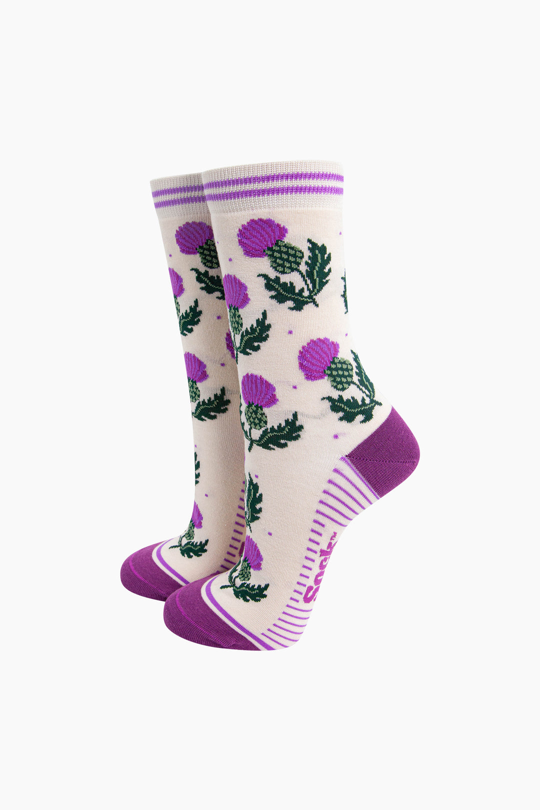 Scottish-Thistles-Bamboo-Socks-in-Cream-Mannequin