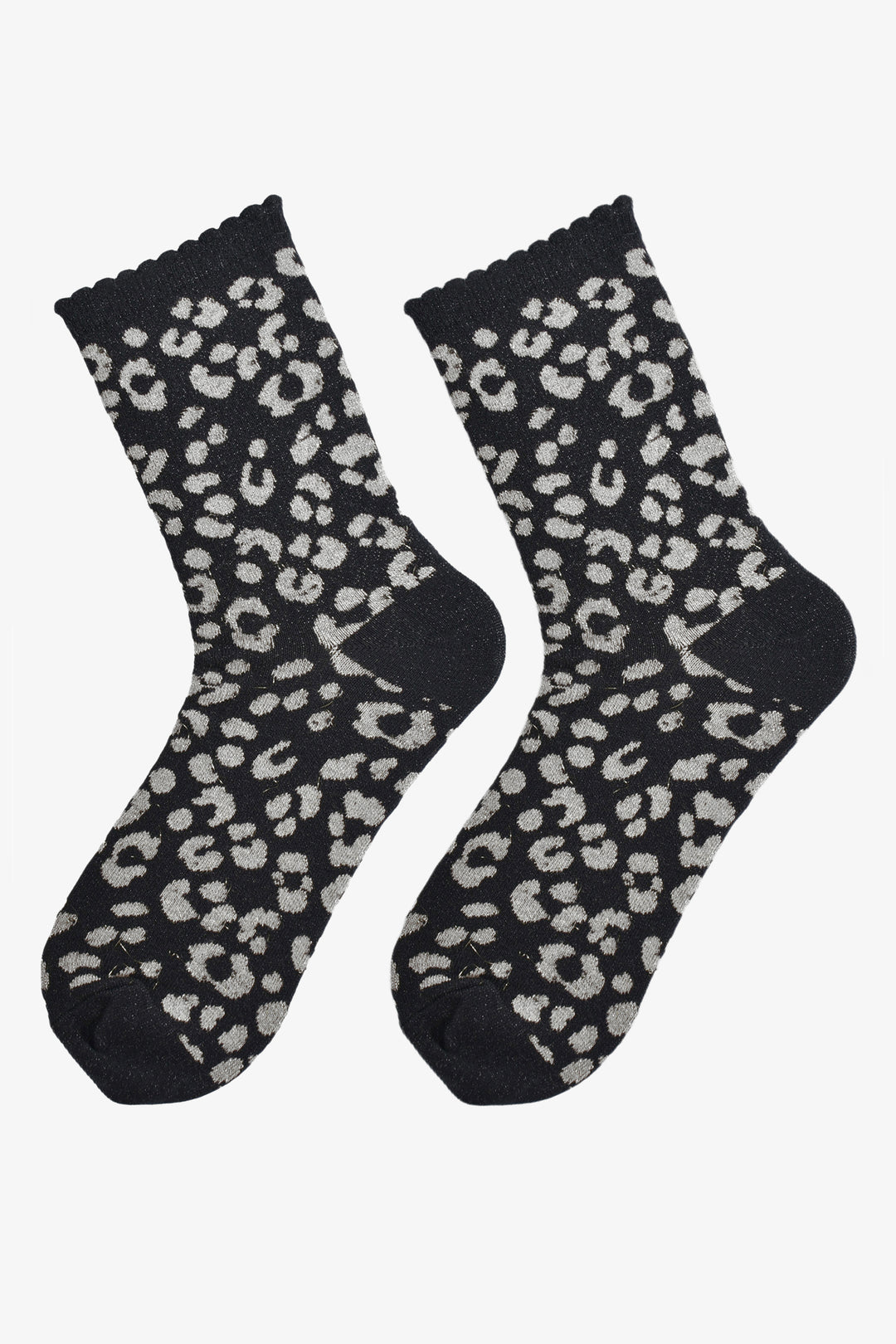 Women's Glitter Socks - Grey/Black, Leopard