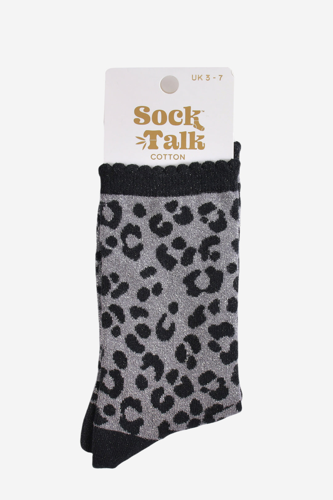 Women's Glitter Socks- Silver/Black, Leopard
