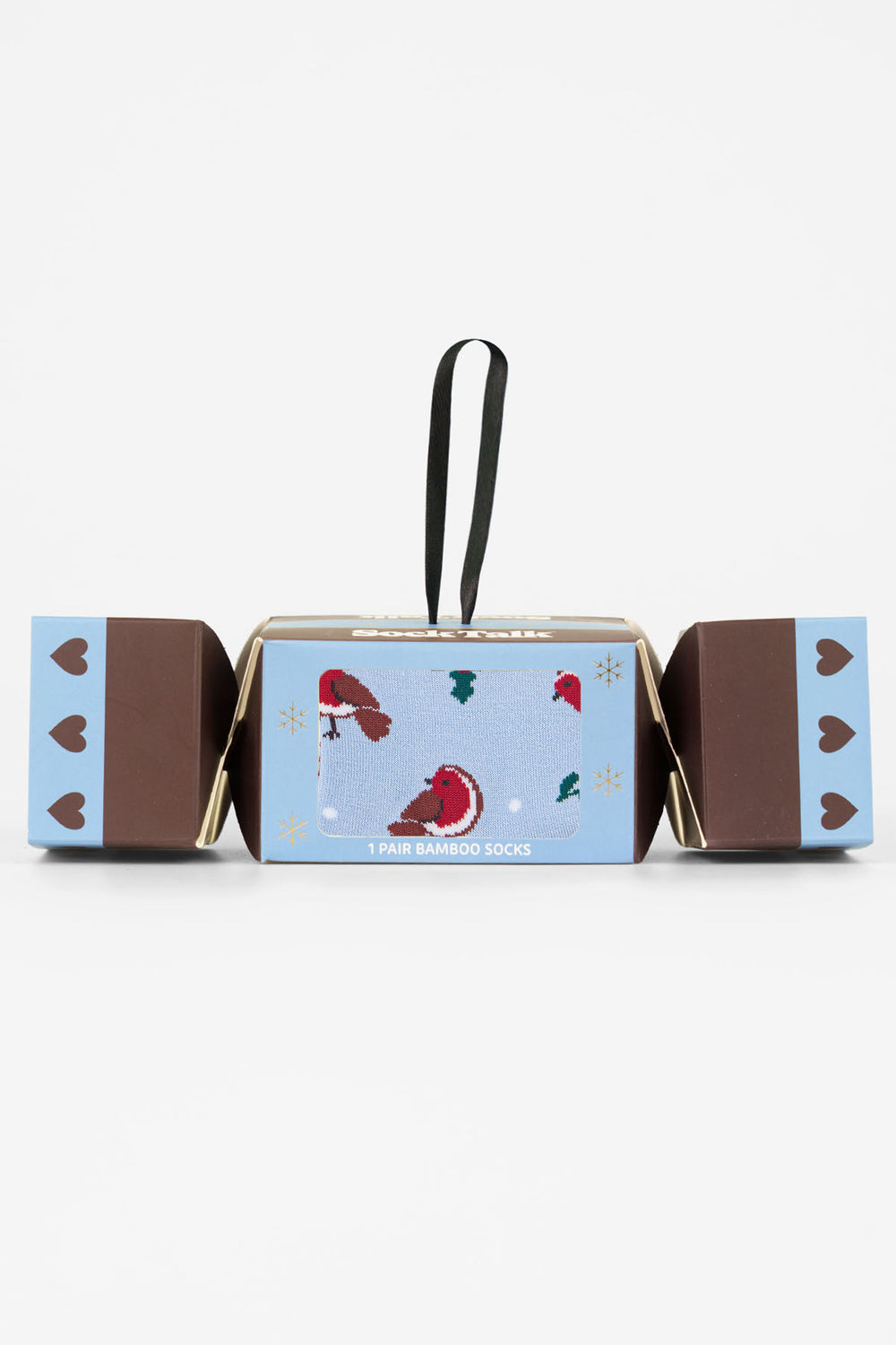 Festive-Robin-Bamboo-Crew-Socks-Christmas-Cracker-Gift-Box-in-Light-Blue/Red