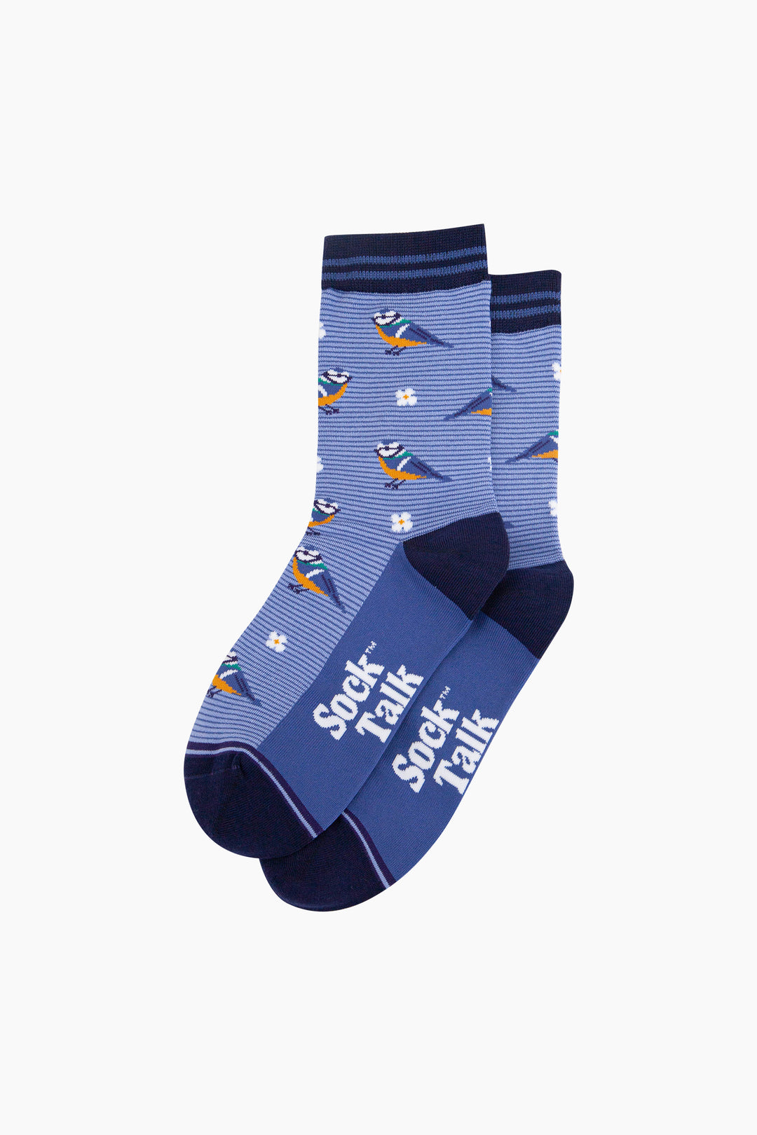 Blue-Tit-Floral-Bamboo-Socks-in-Blue-Flatlay