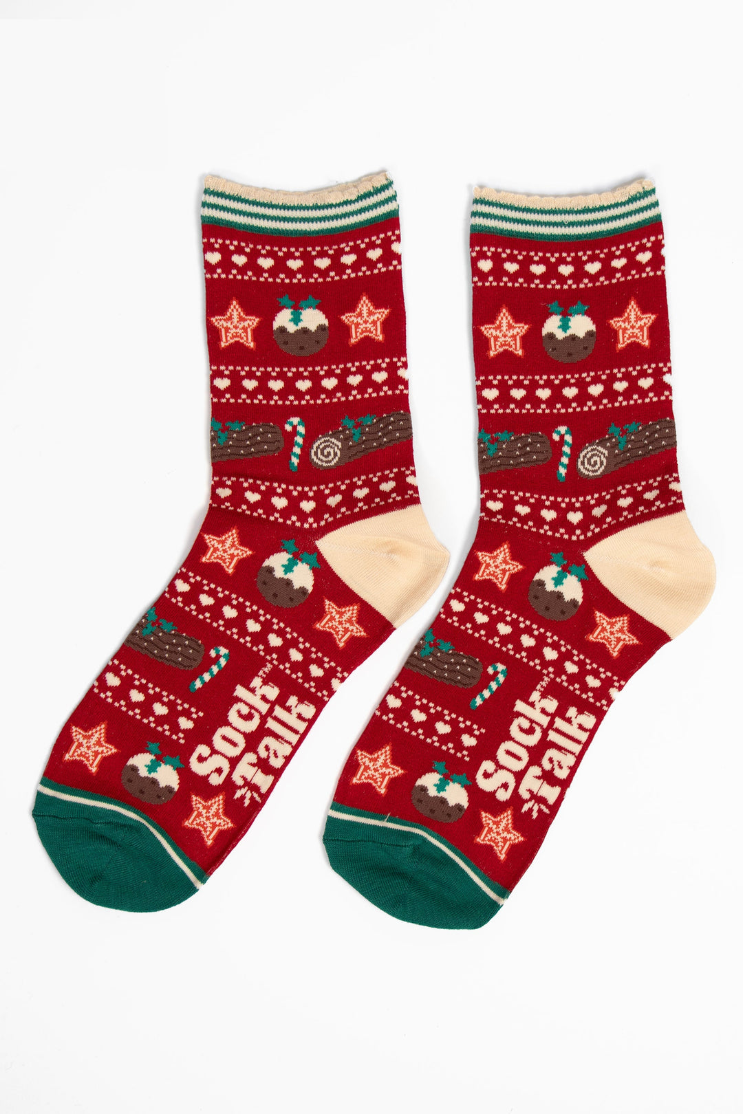 Women's Bamboo Ankle Socks Christmas Cracker Gift Box - Red/Green, Christmas Pudding