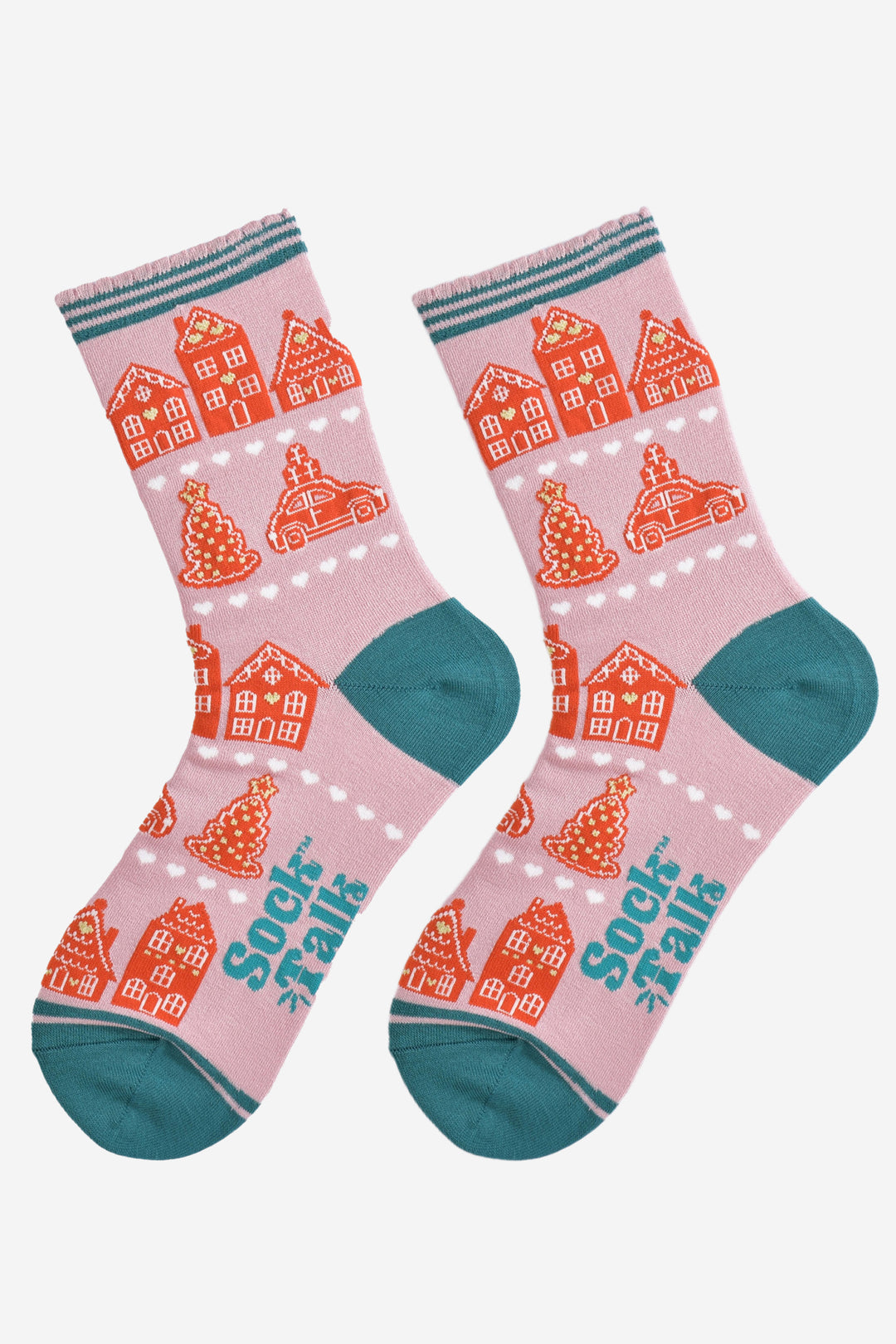 Gingerbread-Cookie-Bamboo-Crew-Socks-Christmas-Cracker-Gift-Box-in-Pink