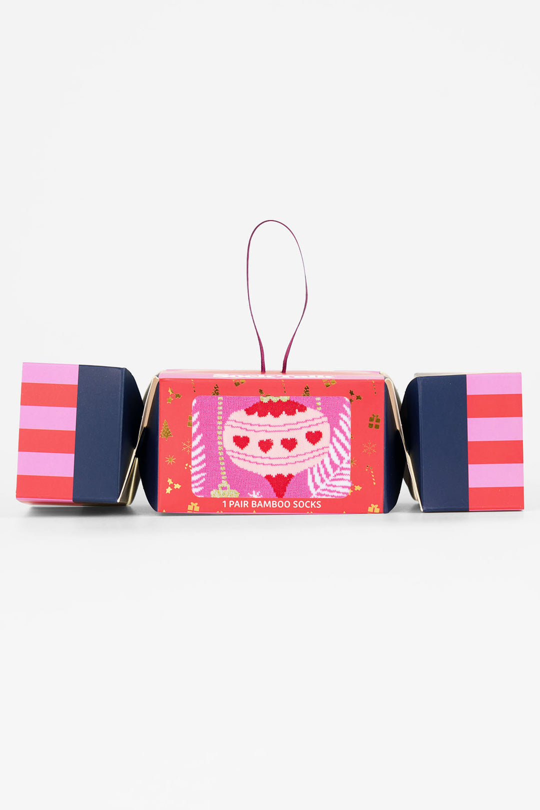 Christmas-Baubles-Bamboo-Crew-Socks-Christmas-Cracker-Gift-Box-in-Pink