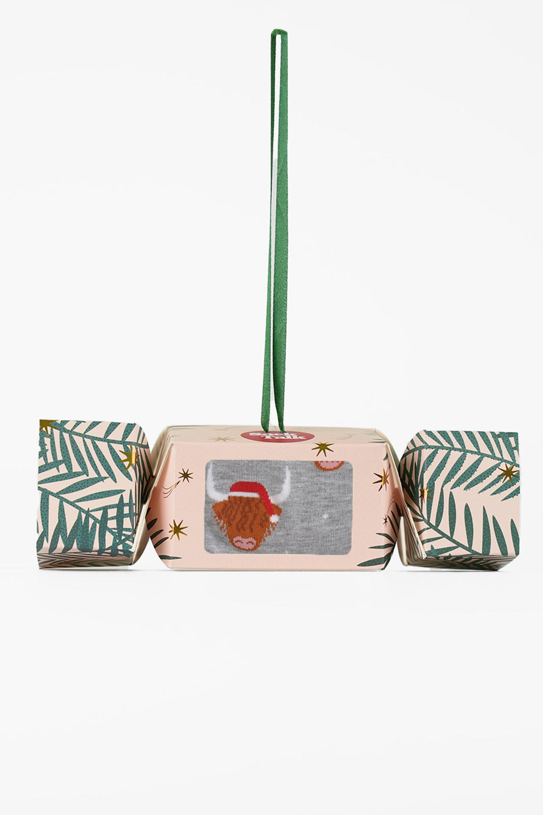 Men's Bamboo Crew Socks Christmas Cracker Gift Box - Grey/Red, Christmas Highland Cow