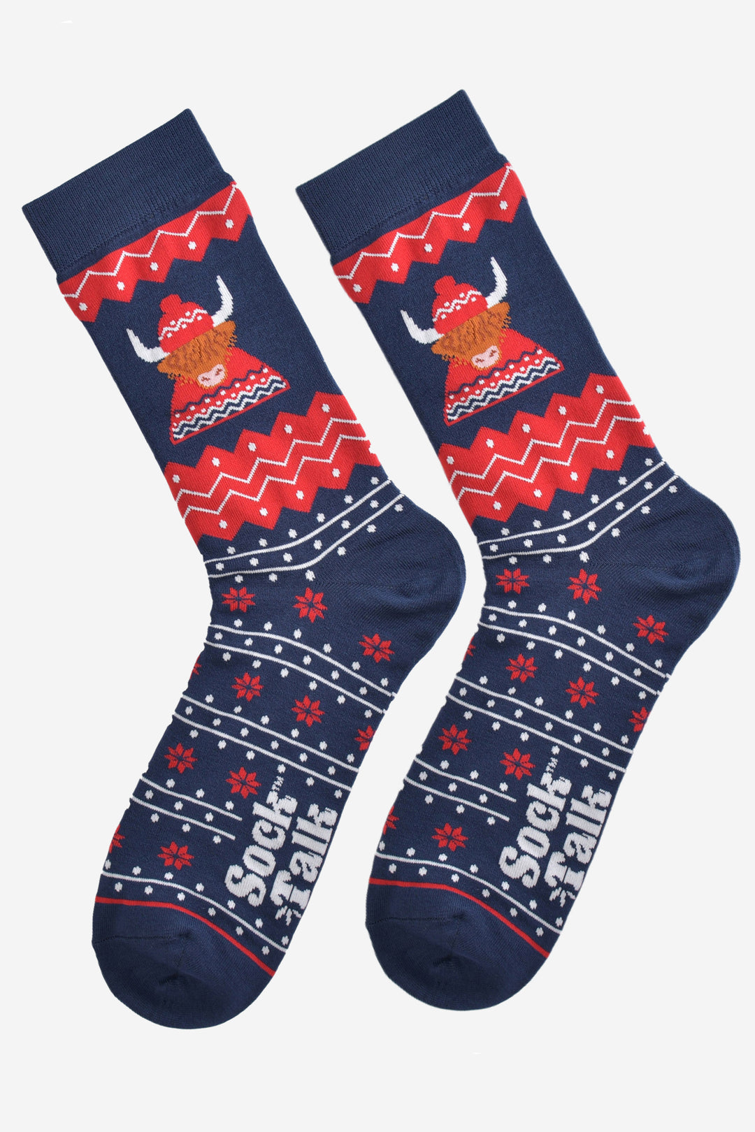 Men's Bamboo Socks - Red/Navy Blue, Highland Cow Hat and Jumper