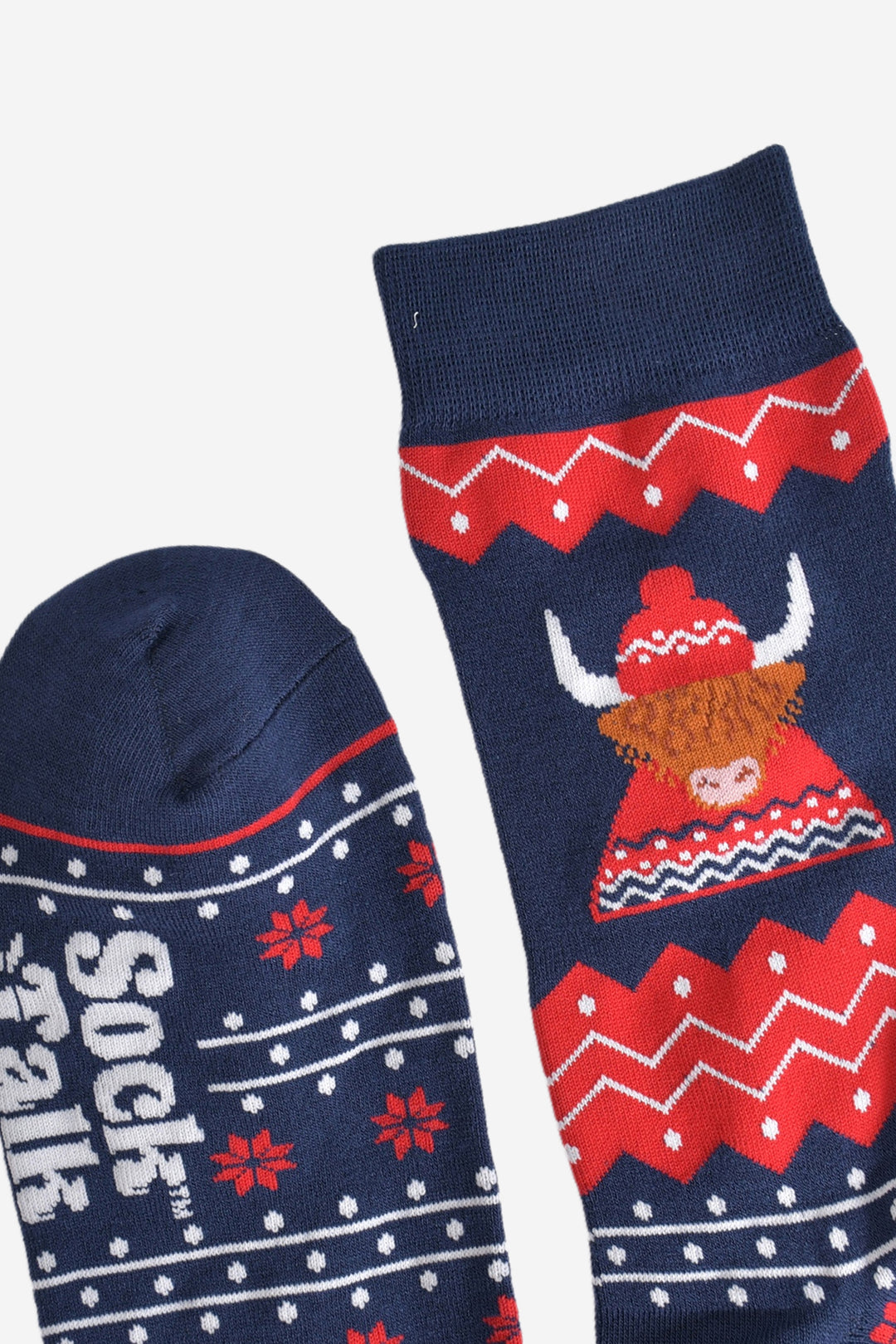 Men's Bamboo Socks - Red/Navy Blue, Highland Cow Hat and Jumper