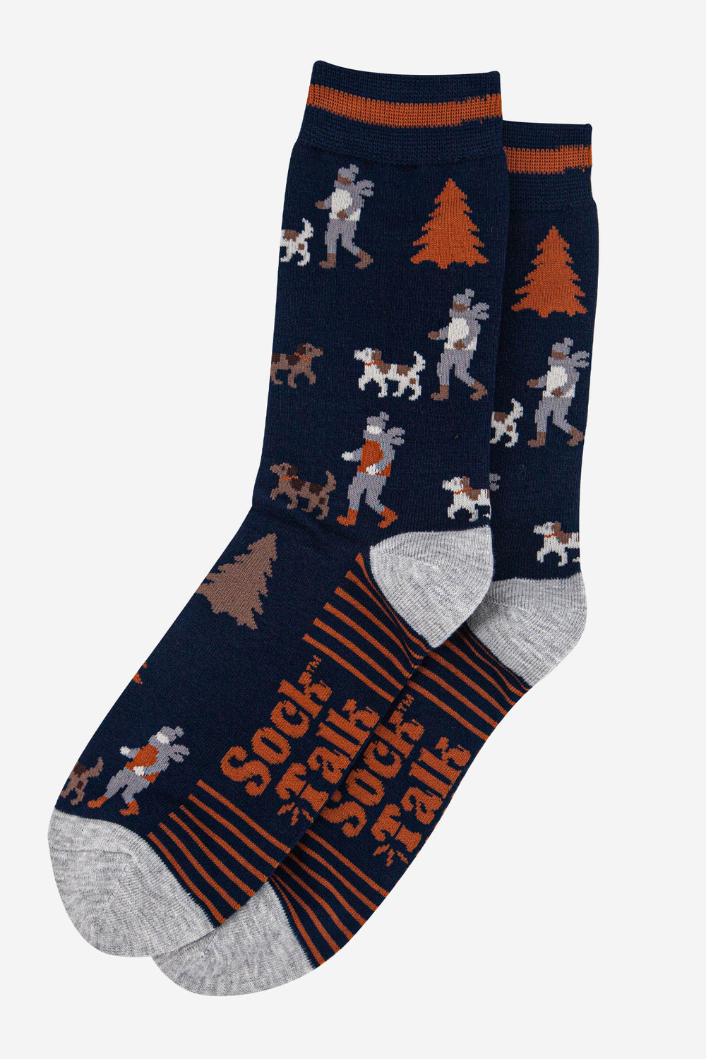 mens-bamboo-socks-navy-blue-light-grey-man-and-his-dog-laying-flat