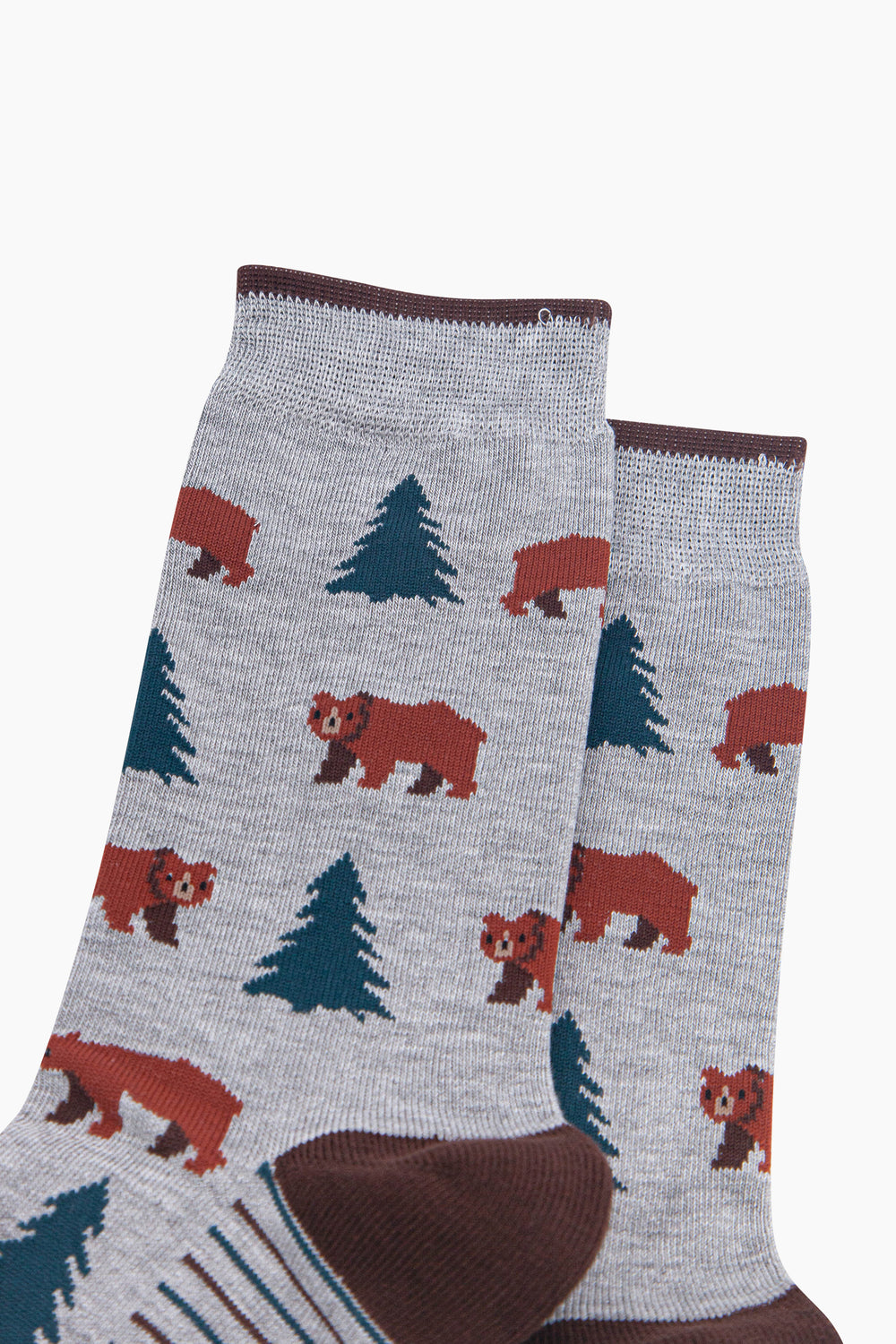 Grizzly-Bear-Men's-Bamboo-Socks-in-Grey-Marl-Close-Up