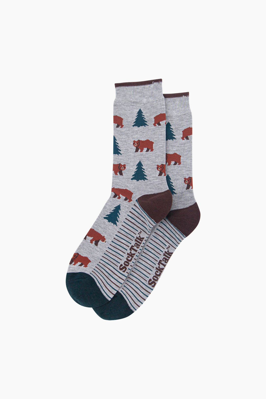 Grizzly-Bear-Men's-Bamboo-Socks-in-Grey-Marl-Laid-Flat