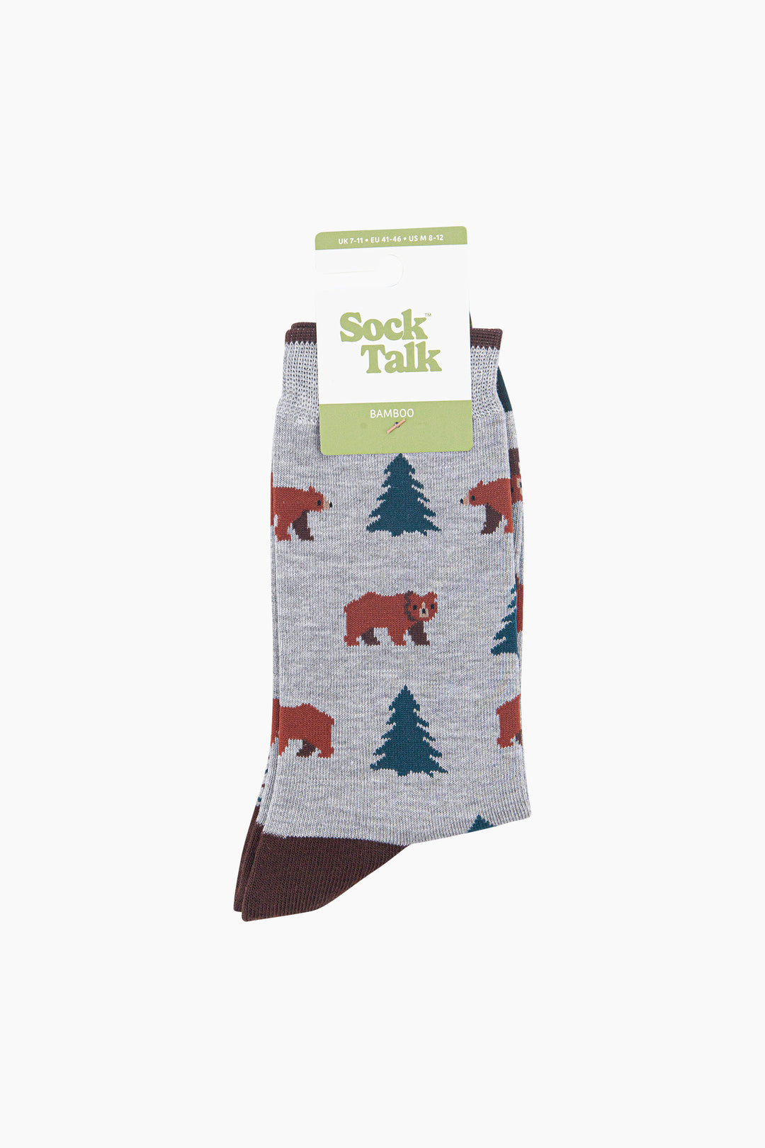 Grizzly-Bear-Men's-Bamboo-Socks-in-Grey-Marl-In-Packaging