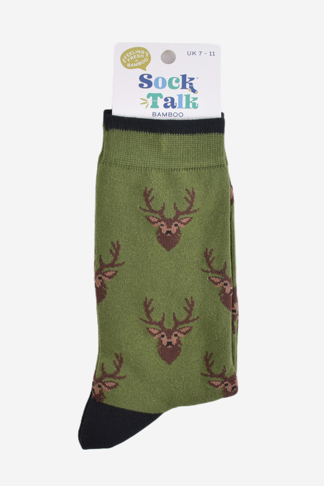 green stag bamboo socks in their sock talk packaging, these socks are a uk size 7-11