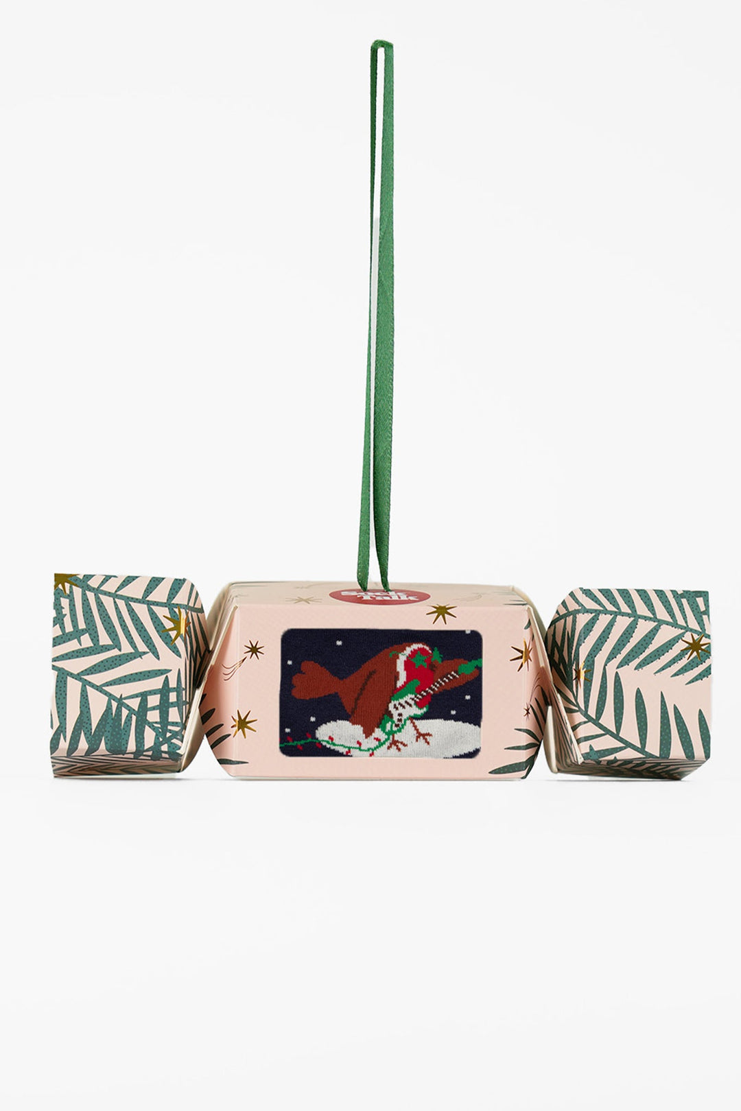 Men's Bamboo Crew Socks Christmas Cracker Gift Box - Navy Blue/Red, Rockin' Robin